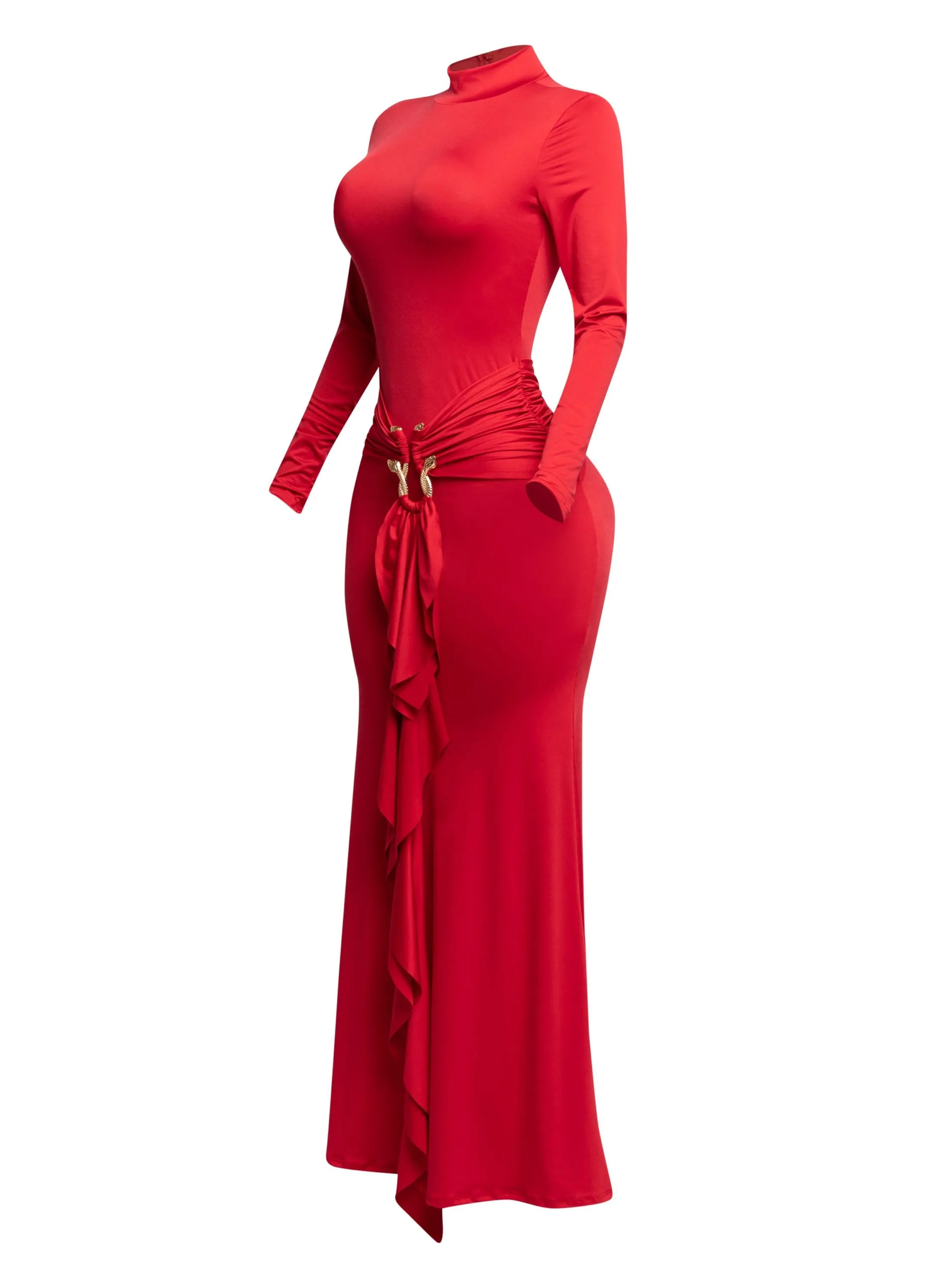 Trimmed ruffle down long sleeve maxi dress sold by Bogomore product image thumbnail 4