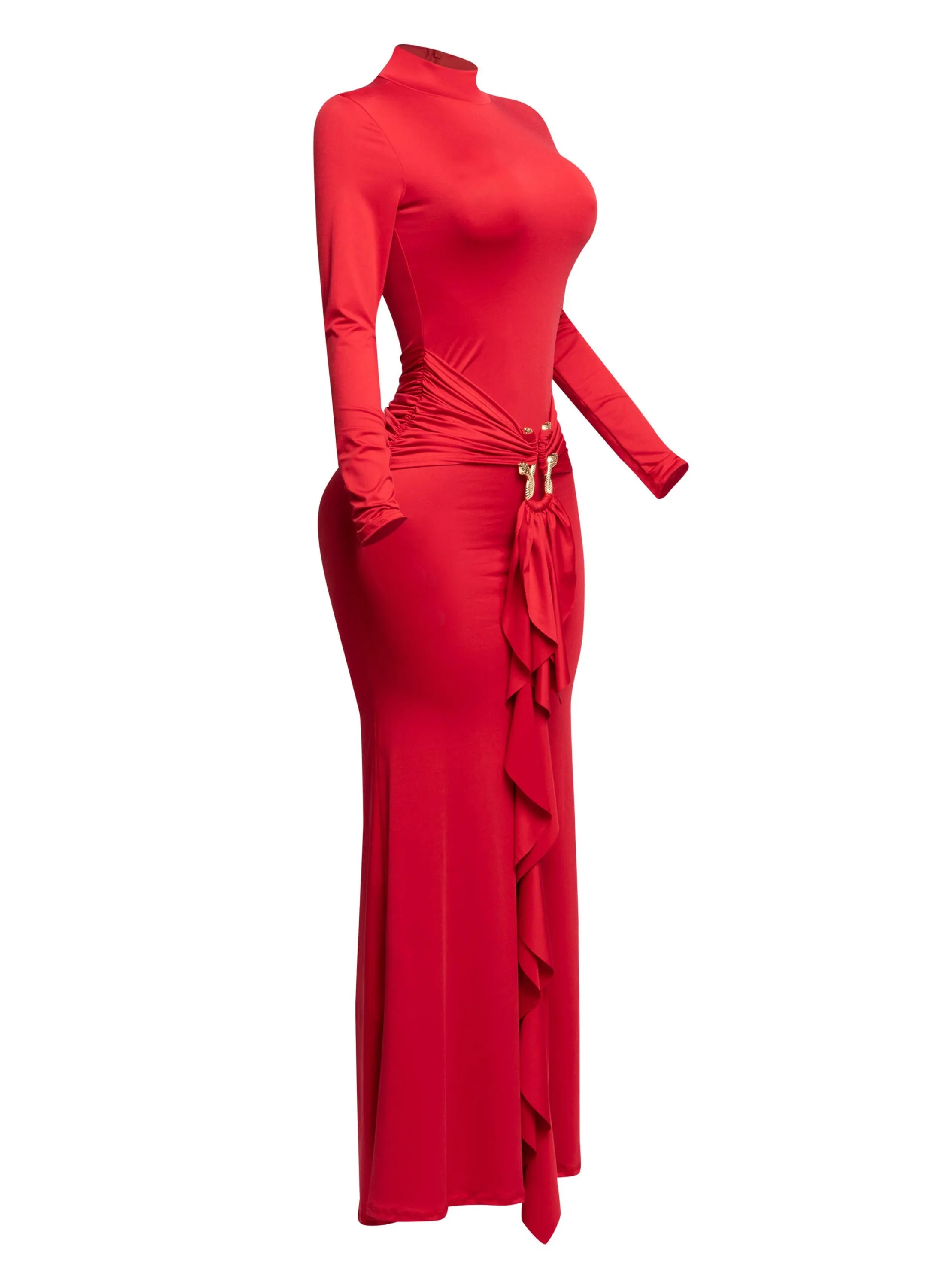 Trimmed ruffle down long sleeve maxi dress sold by Bogomore product image thumbnail 2