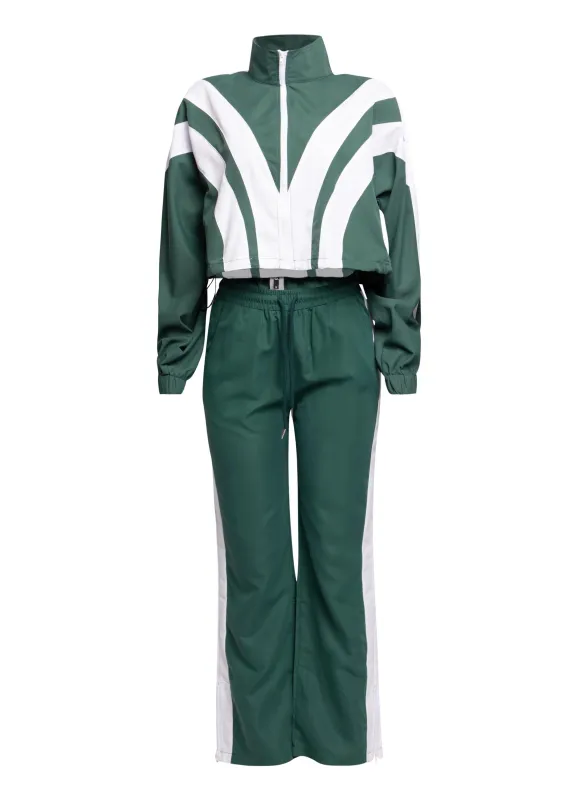 Women's Two-Tone Track Suit - Green and White sold by Bogomore