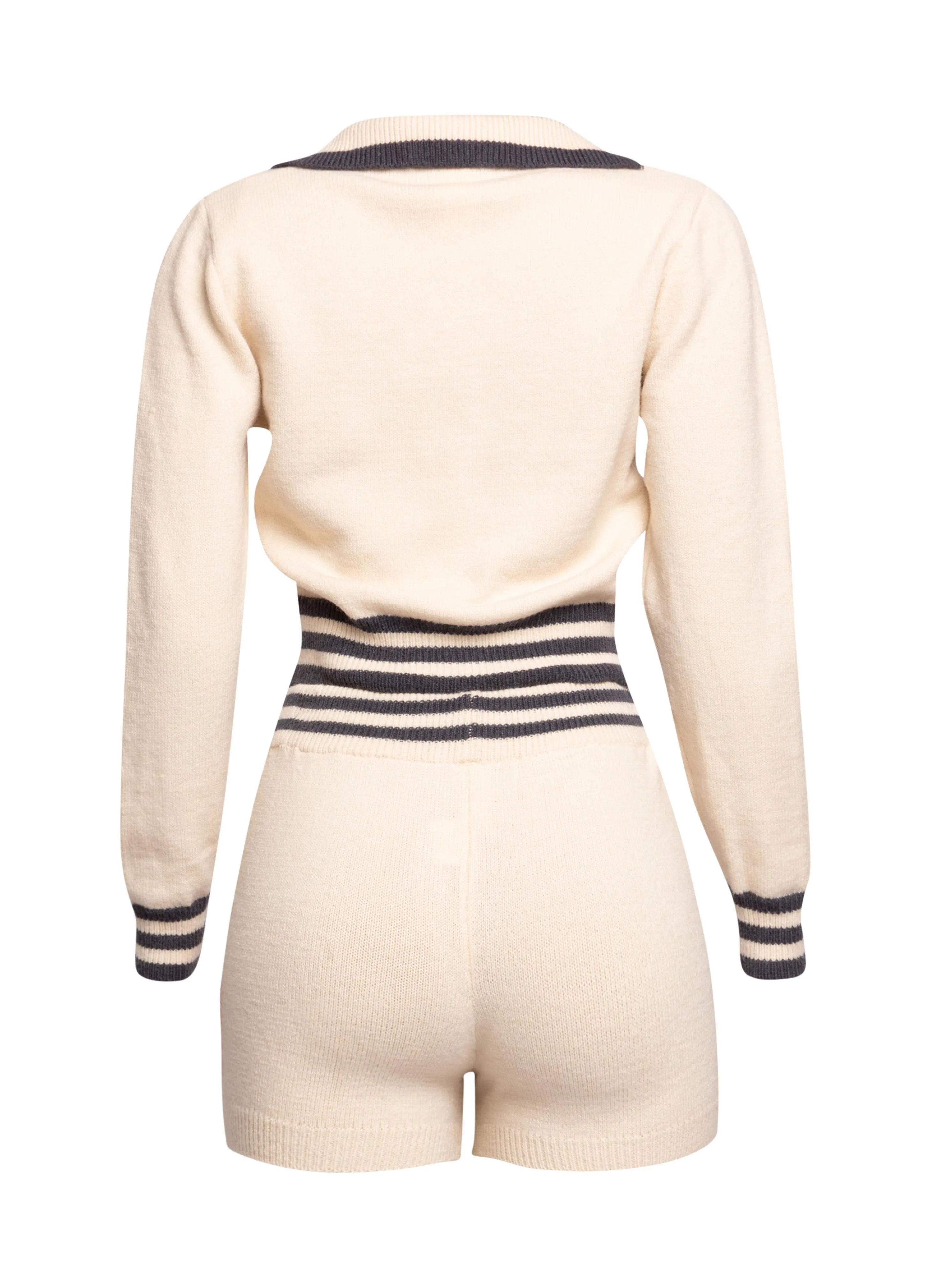 Vintage-Inspired Knit Two-Piece Set with Varsity Details sold by Bogomore product image thumbnail 4