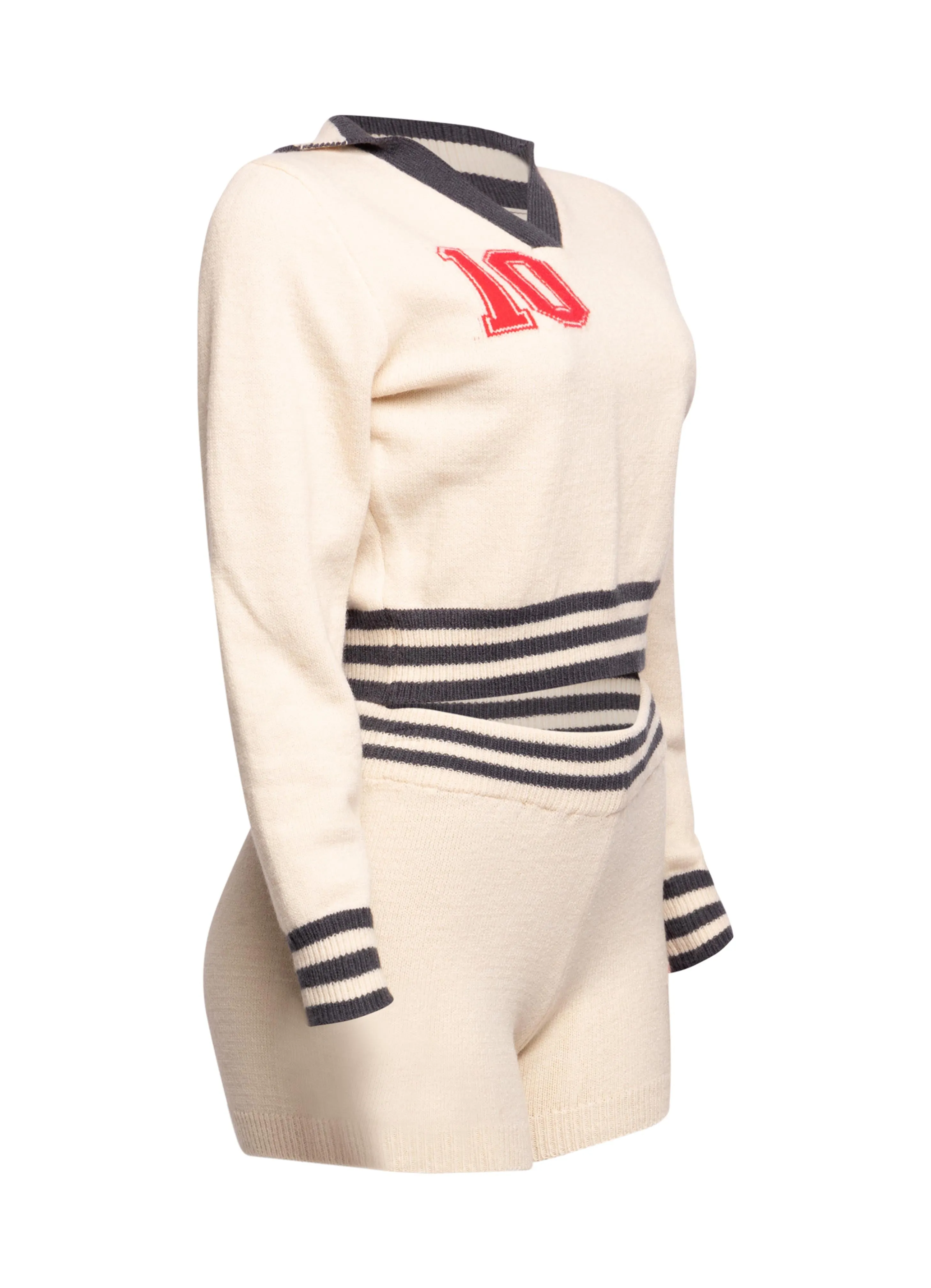 Vintage-Inspired Knit Two-Piece Set with Varsity Details sold by Bogomore product image thumbnail 3