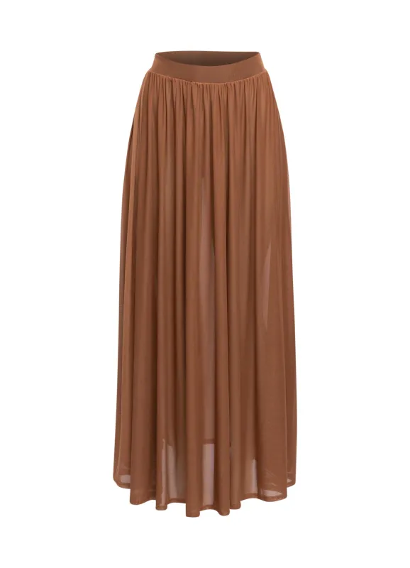 Sheer mesh maxi skirt with shorts lining sold by Bogomore