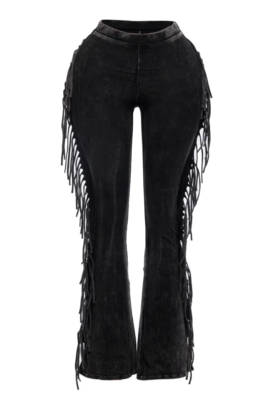Soft Stretch Fringe-Detail Pants – Forgiving High-Waist Everyday Style made by Bogomore