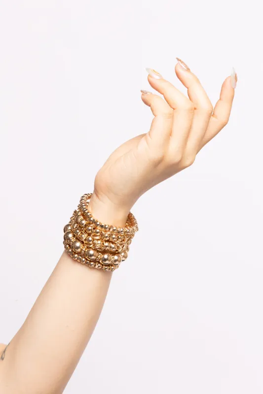 Metallic Ball Bead Bracelet Set sold by Bogomore