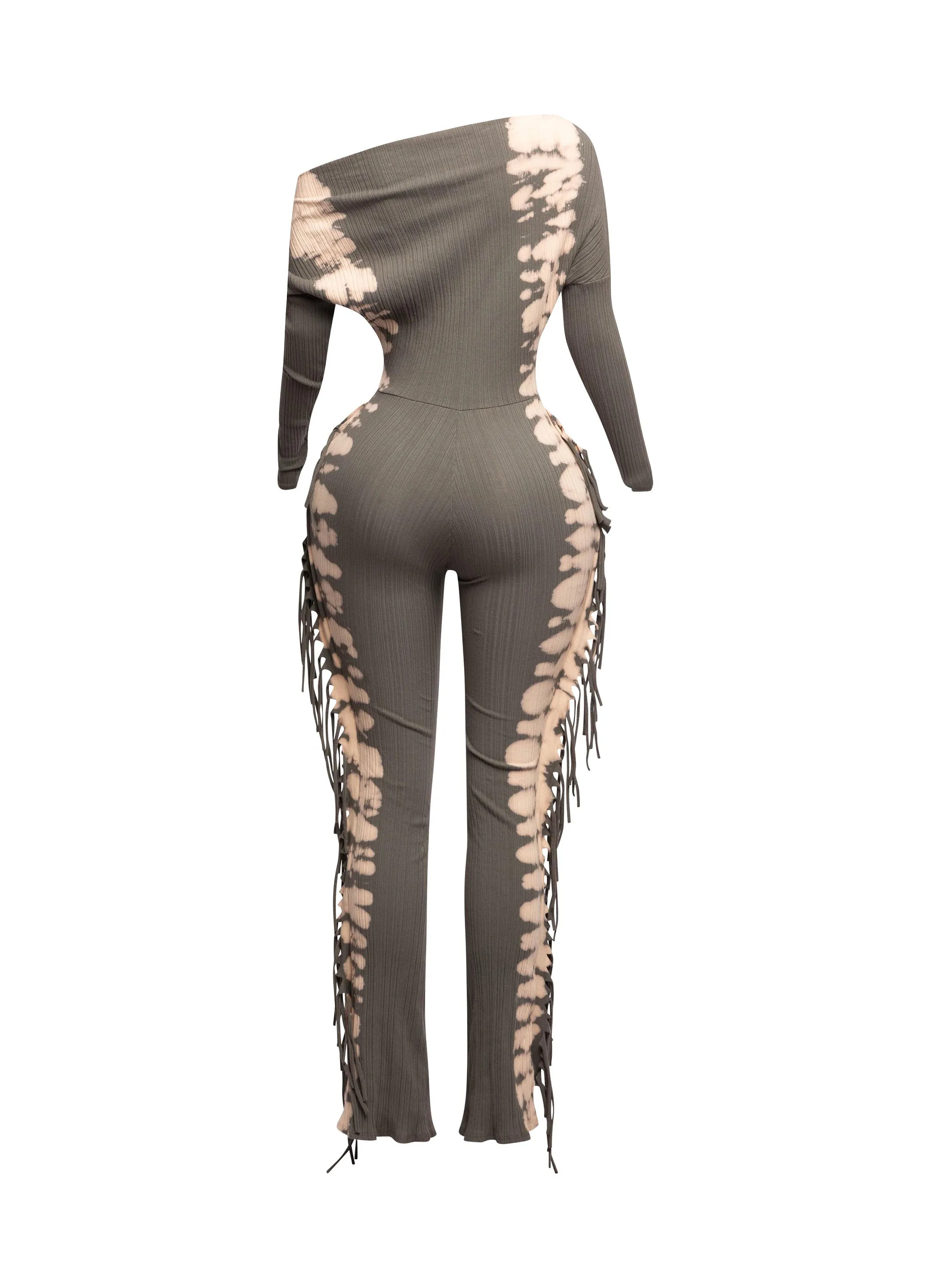Bleached two tone colorway side fringe jumpsuit sold by Bogomore product image thumbnail 5