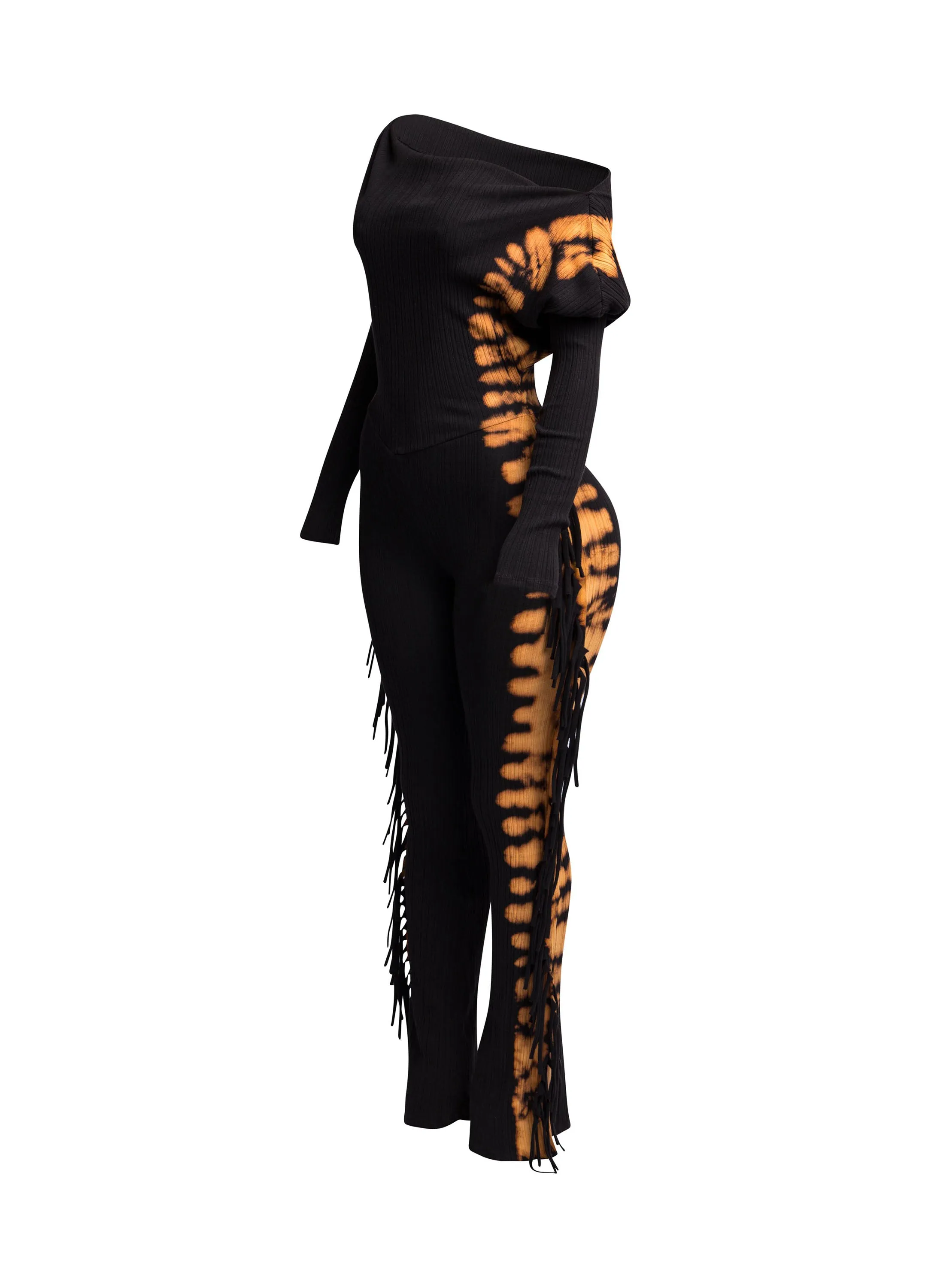 Bleached two tone colorway side fringe jumpsuit sold by Bogomore product image thumbnail 3