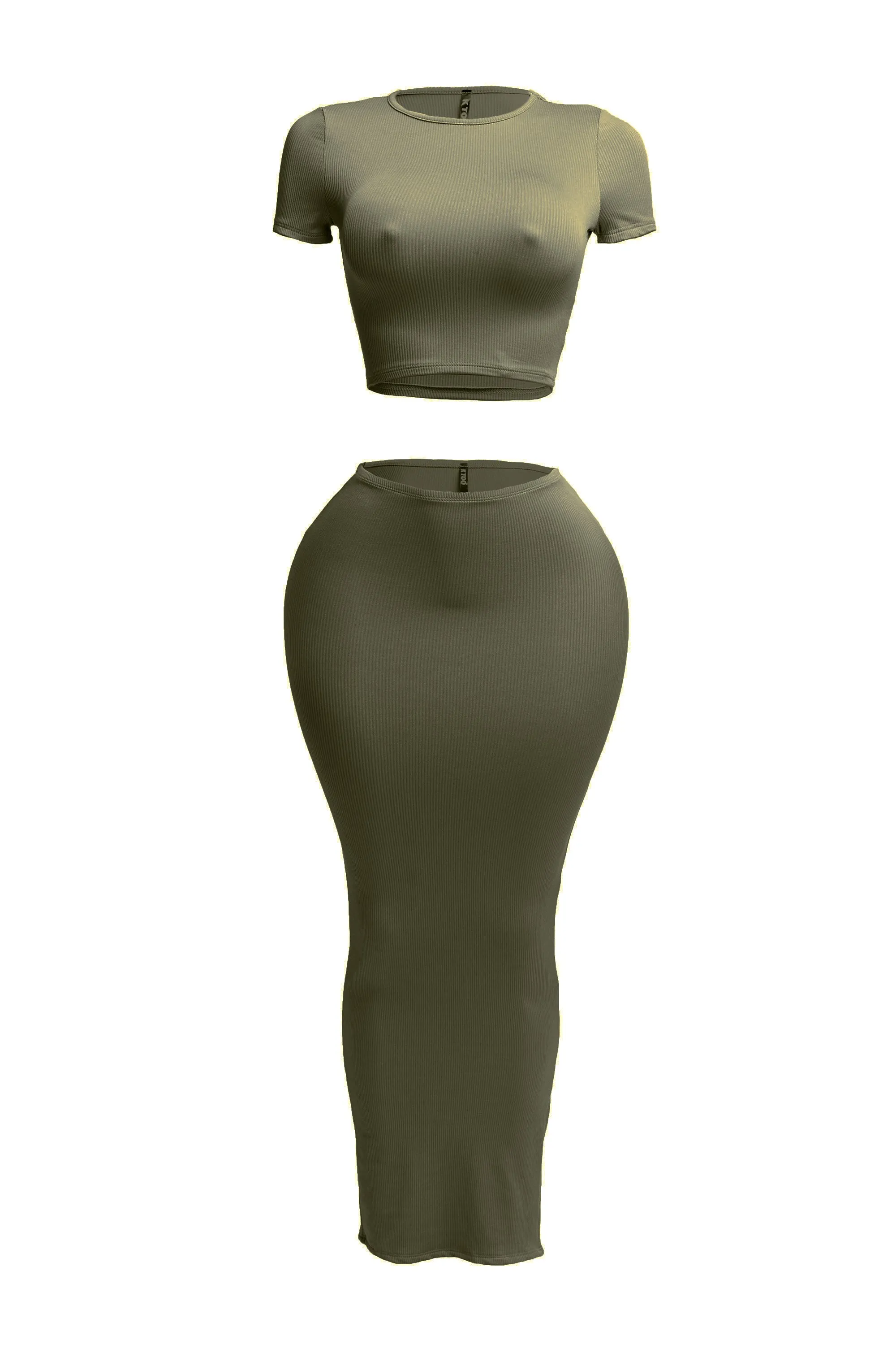 Short sleeve crop top & long skirt set sold by Bogomore product image thumbnail 5