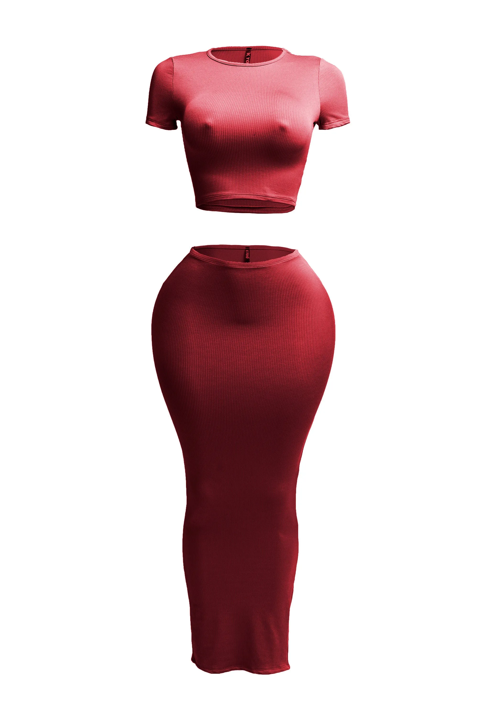 Short sleeve crop top & long skirt set sold by Bogomore product image thumbnail 3