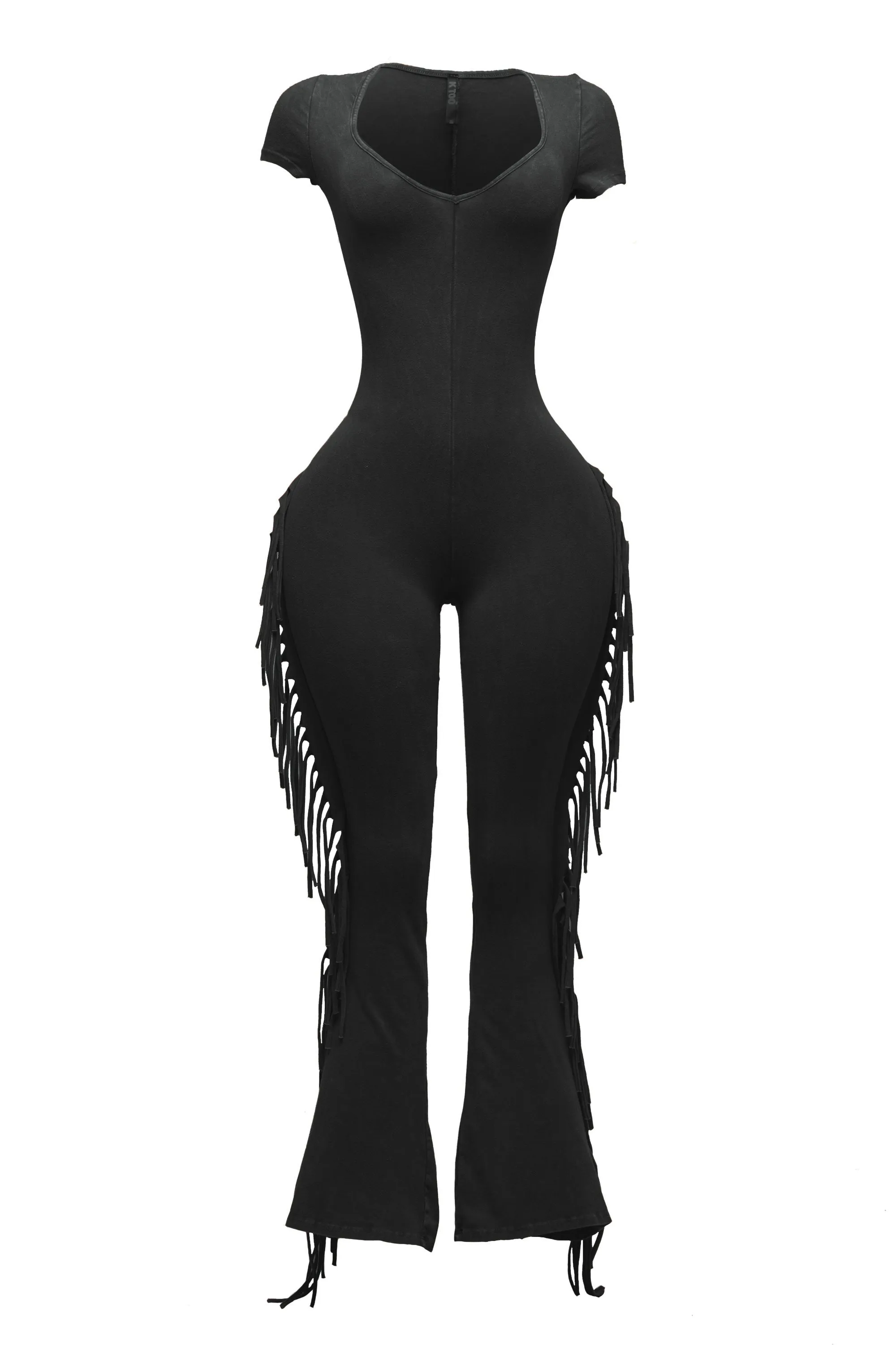 Mineral washed fringed jumpsuit. sold by Bogomore