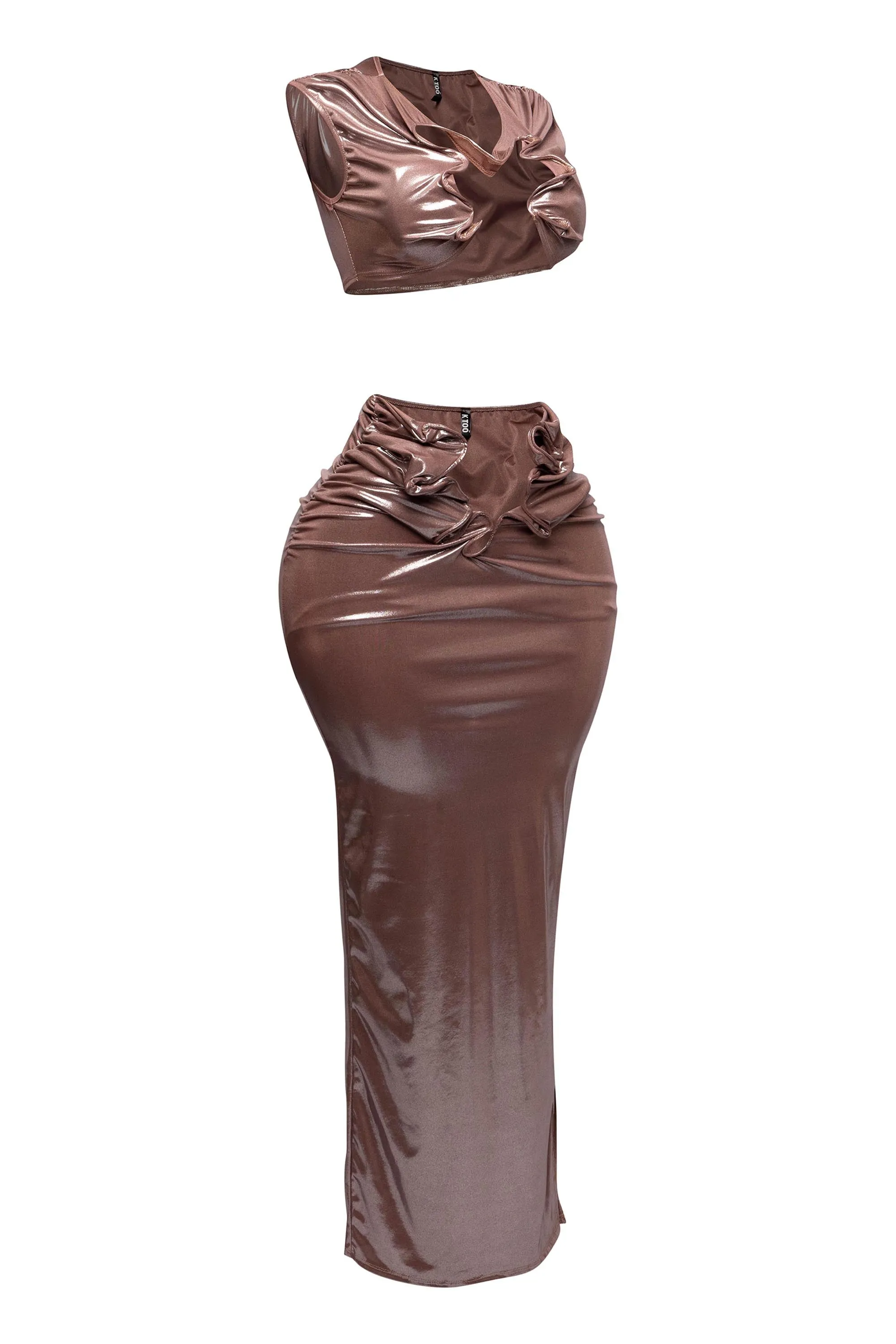 Flex wire cutout foiled tank maxi skirt set sold by Bogomore product image thumbnail 2