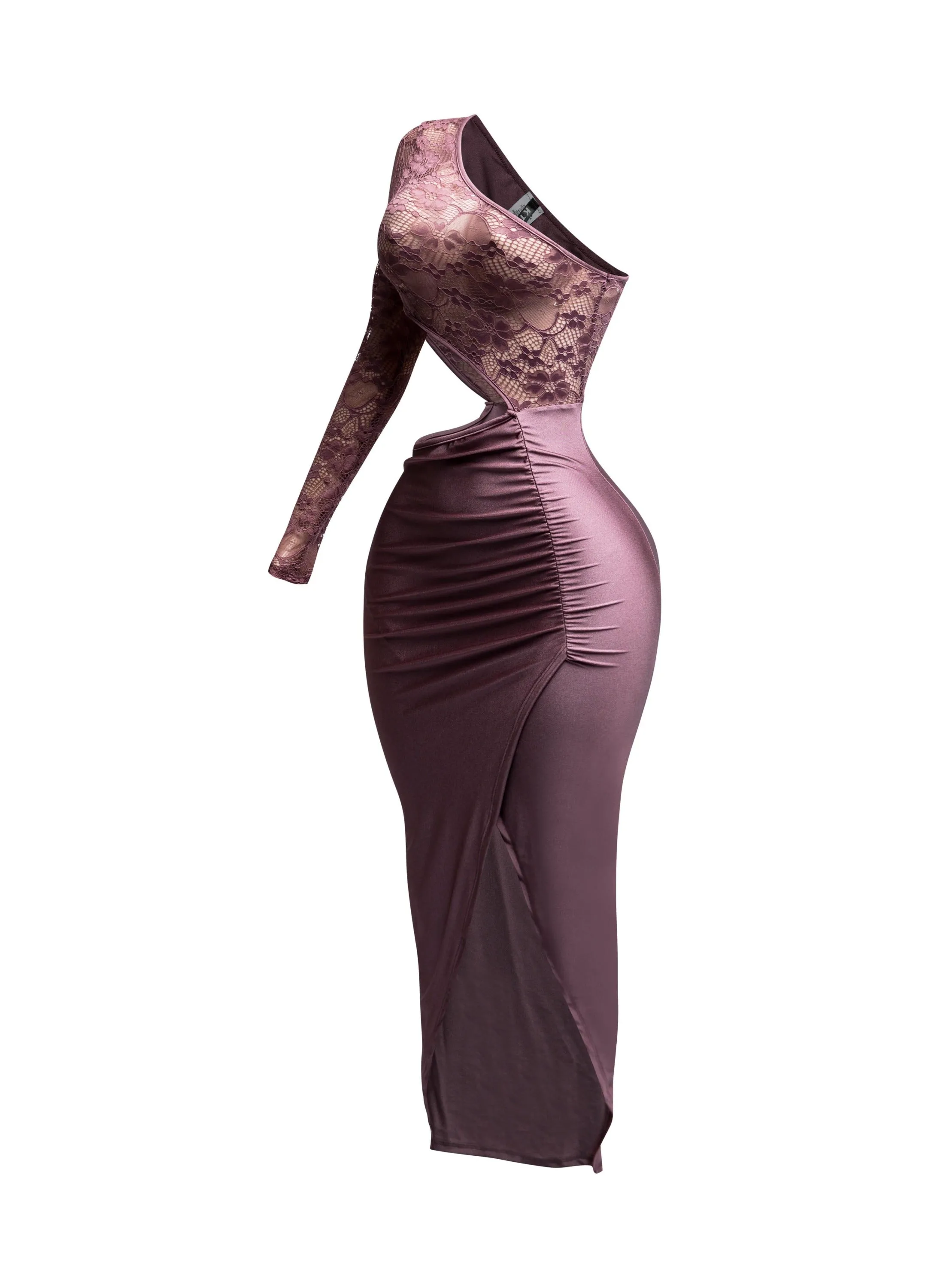 Asymmetric Cut Out One Sleeve Wrap Midi Dress sold by Bogomore product image thumbnail 4