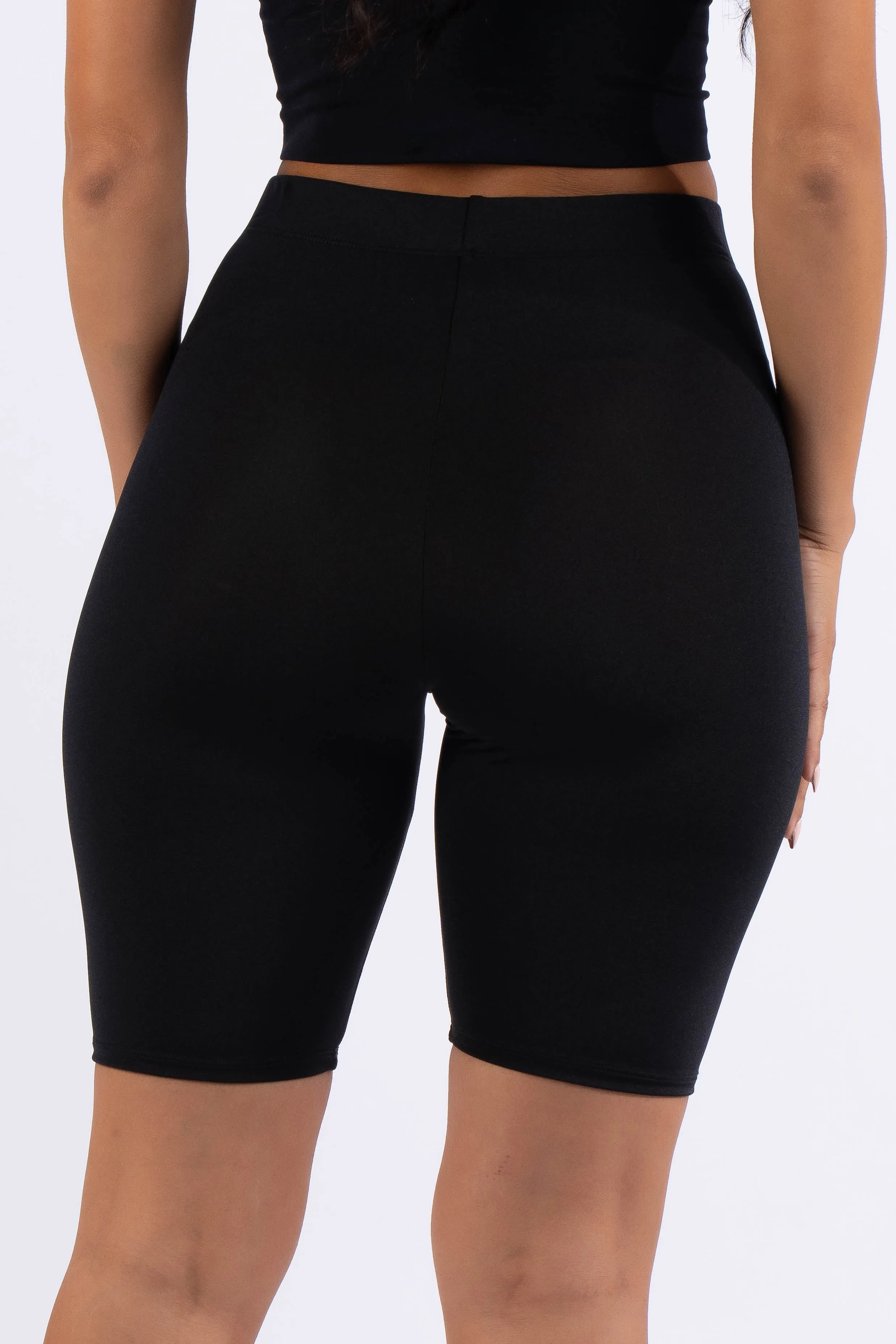 Highwaisted shiny nylon biker shorts in plus size sold by Bogomore product image thumbnail 4