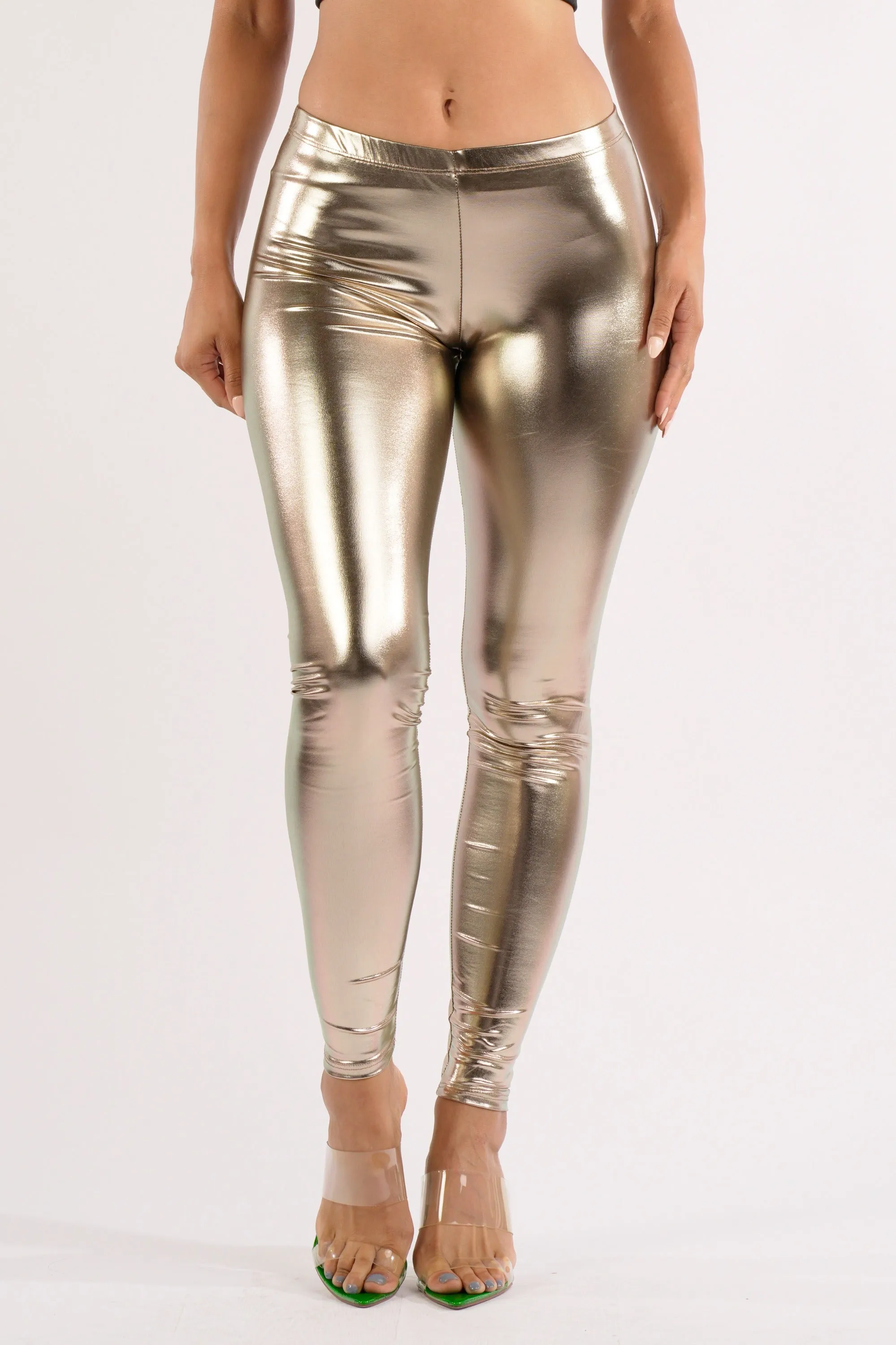 Shiny metallic leggings sold by Bogomore