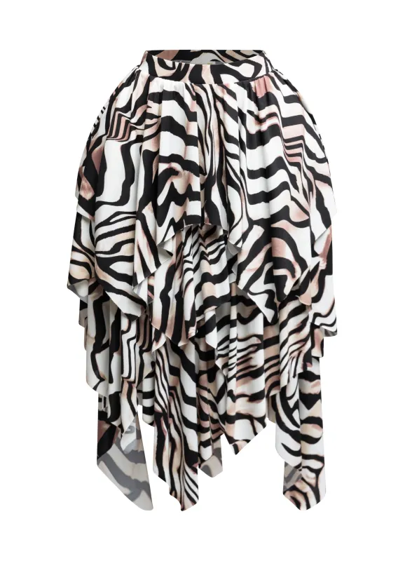 Zebra Draping Midi Skirt sold by Bogomore