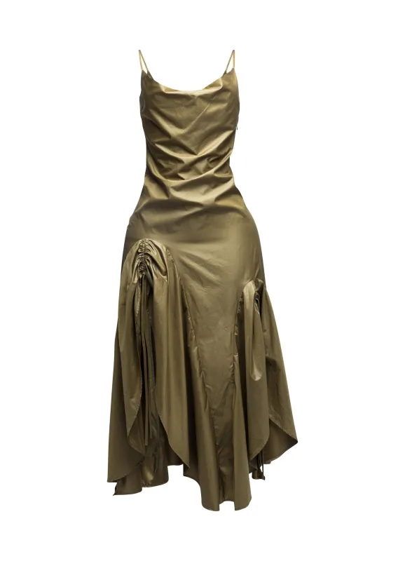 Ruched Cowl Neck Maxi Dress sold by Bogomore