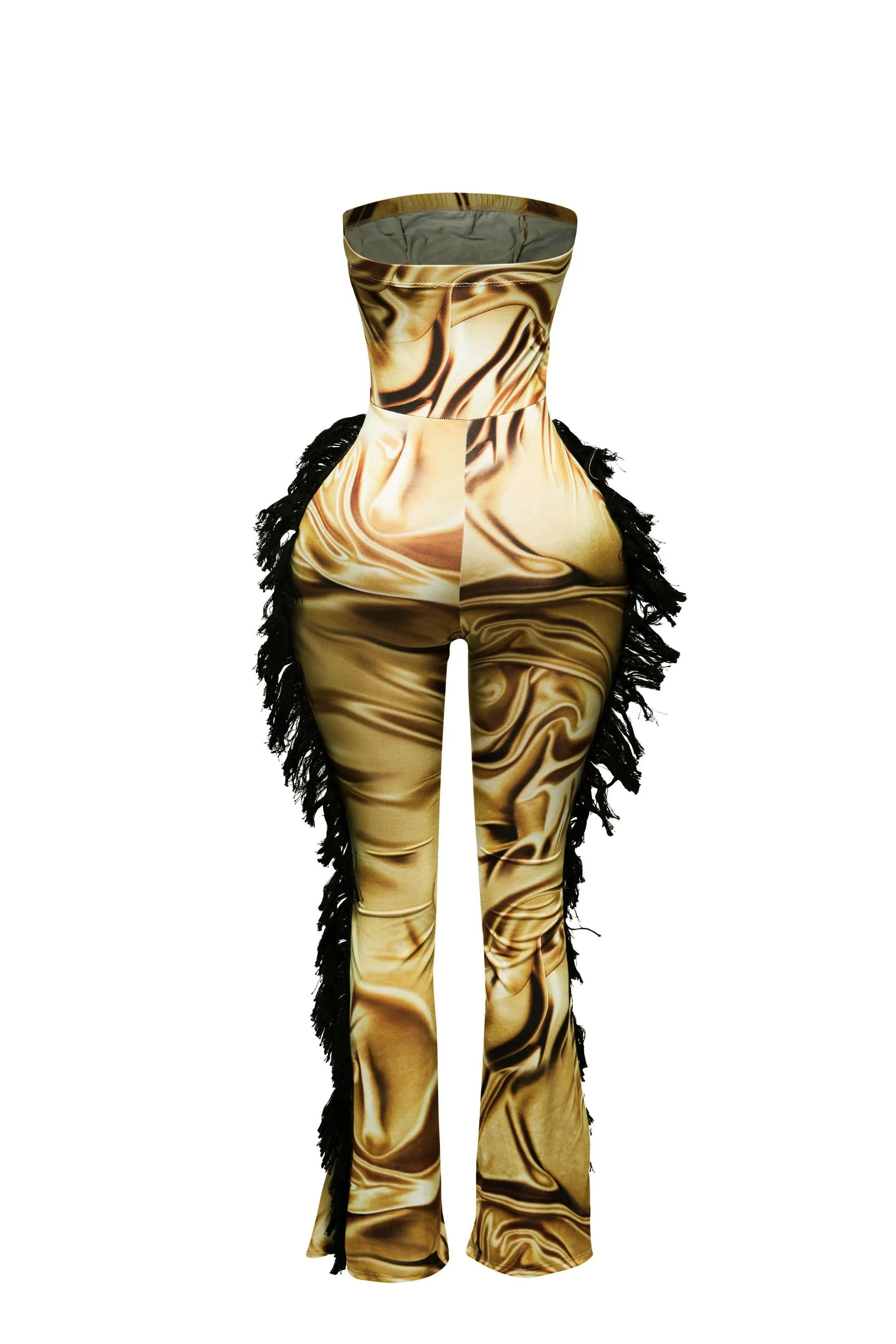 Strapless fringe jumpsuit w corset style front sold by Bogomore product image thumbnail 3