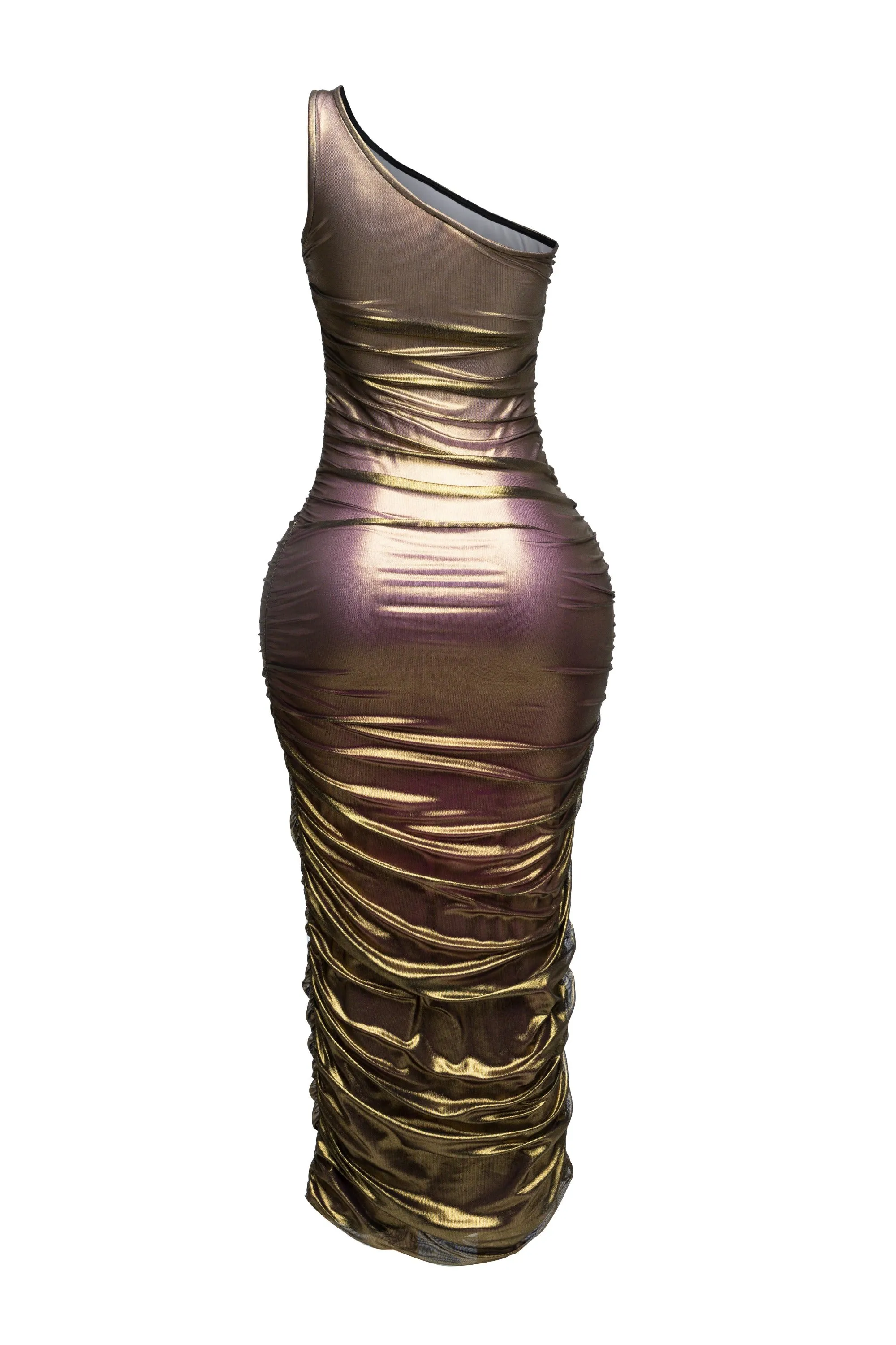Ombre & gold mesh layered one shoulder maxi dress sold by Bogomore product image thumbnail 4
