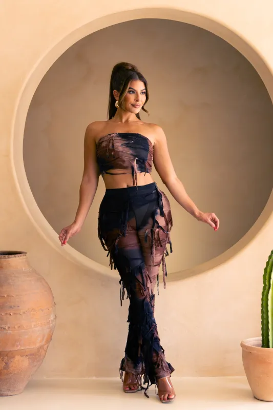 Distressed Tube top and pants set sold by Bogomore