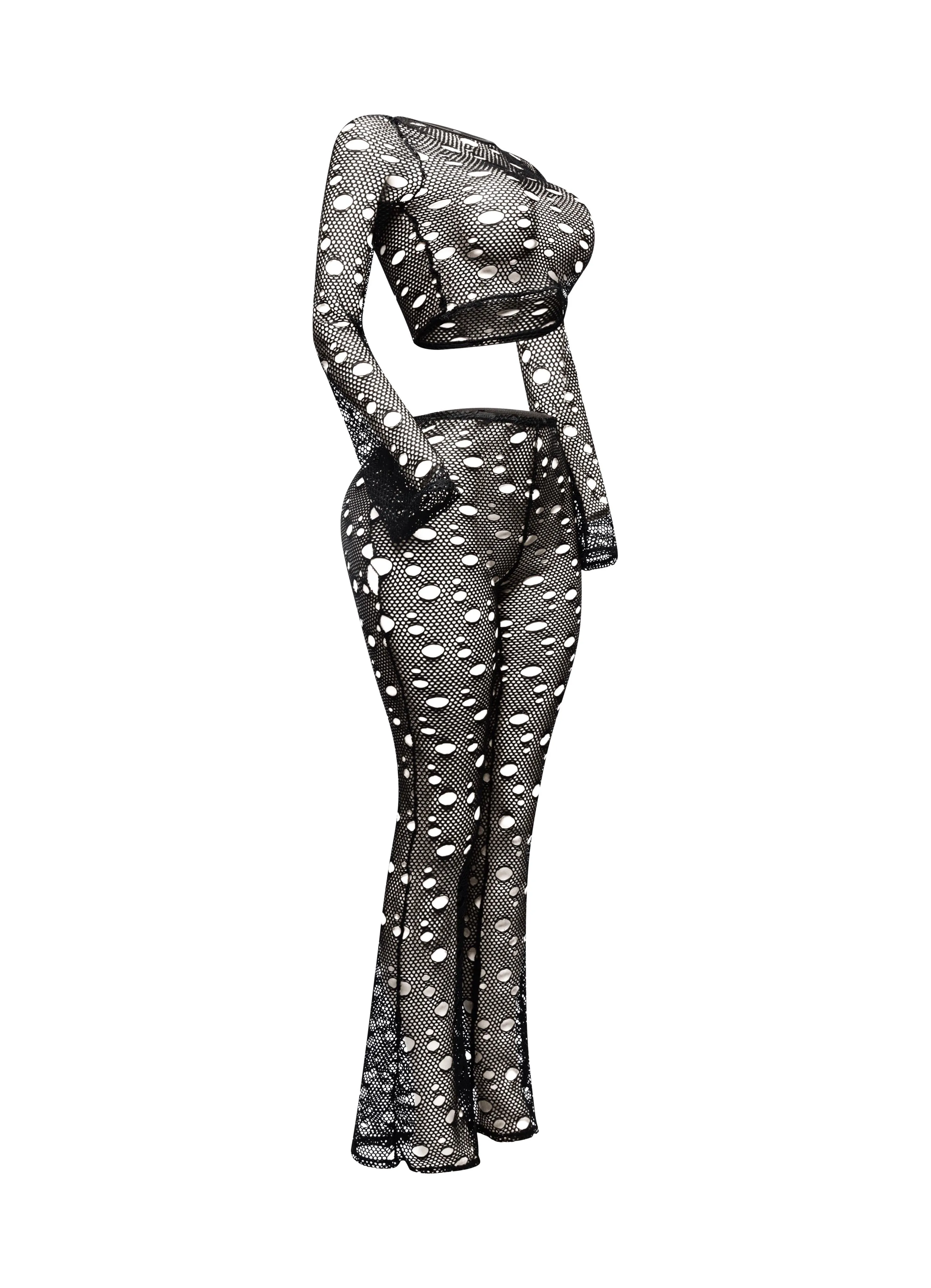 Hole fishnet crop top & pants set sold by Bogomore product image thumbnail 3