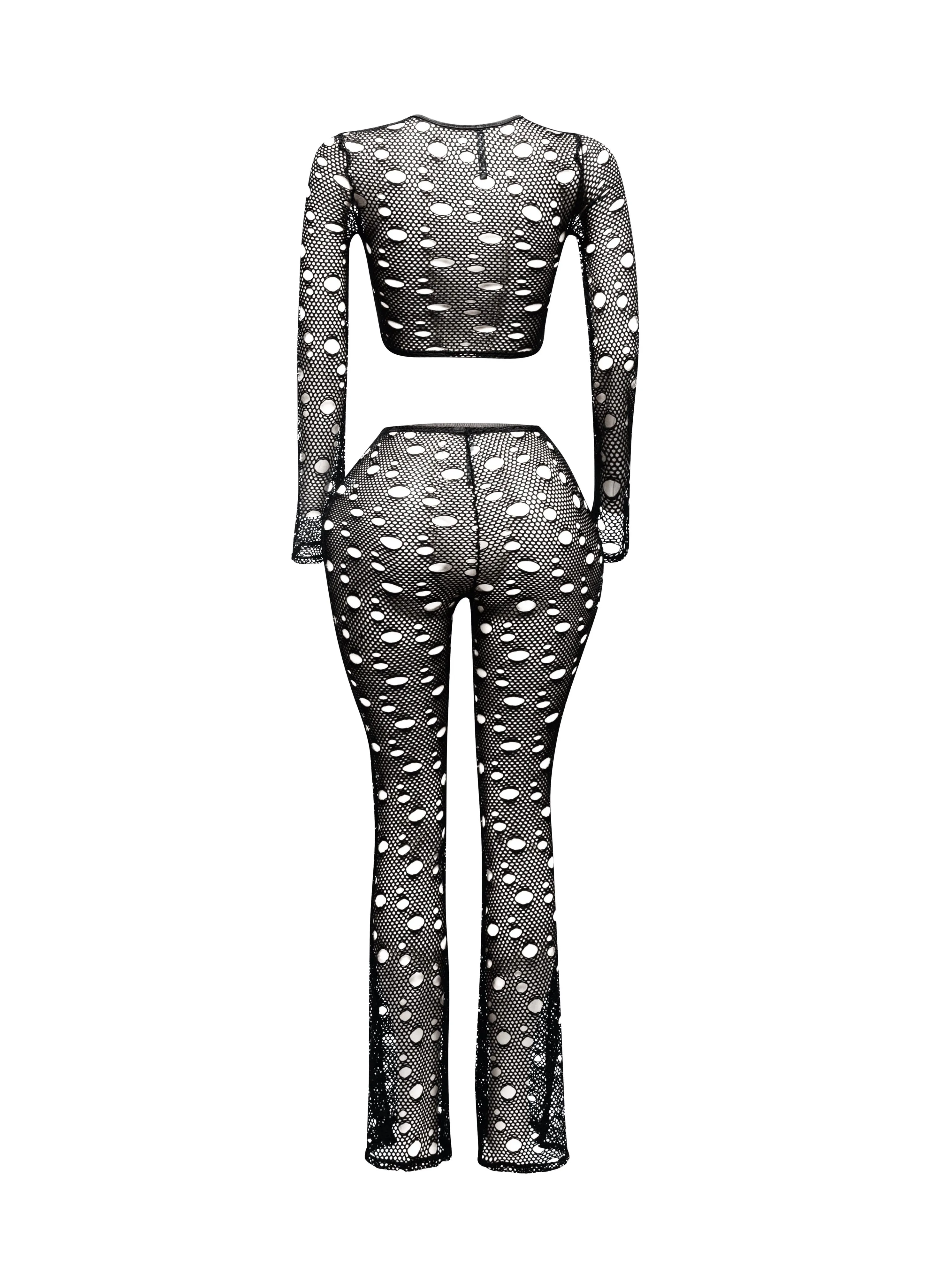 Hole fishnet crop top & pants set sold by Bogomore product image thumbnail 2