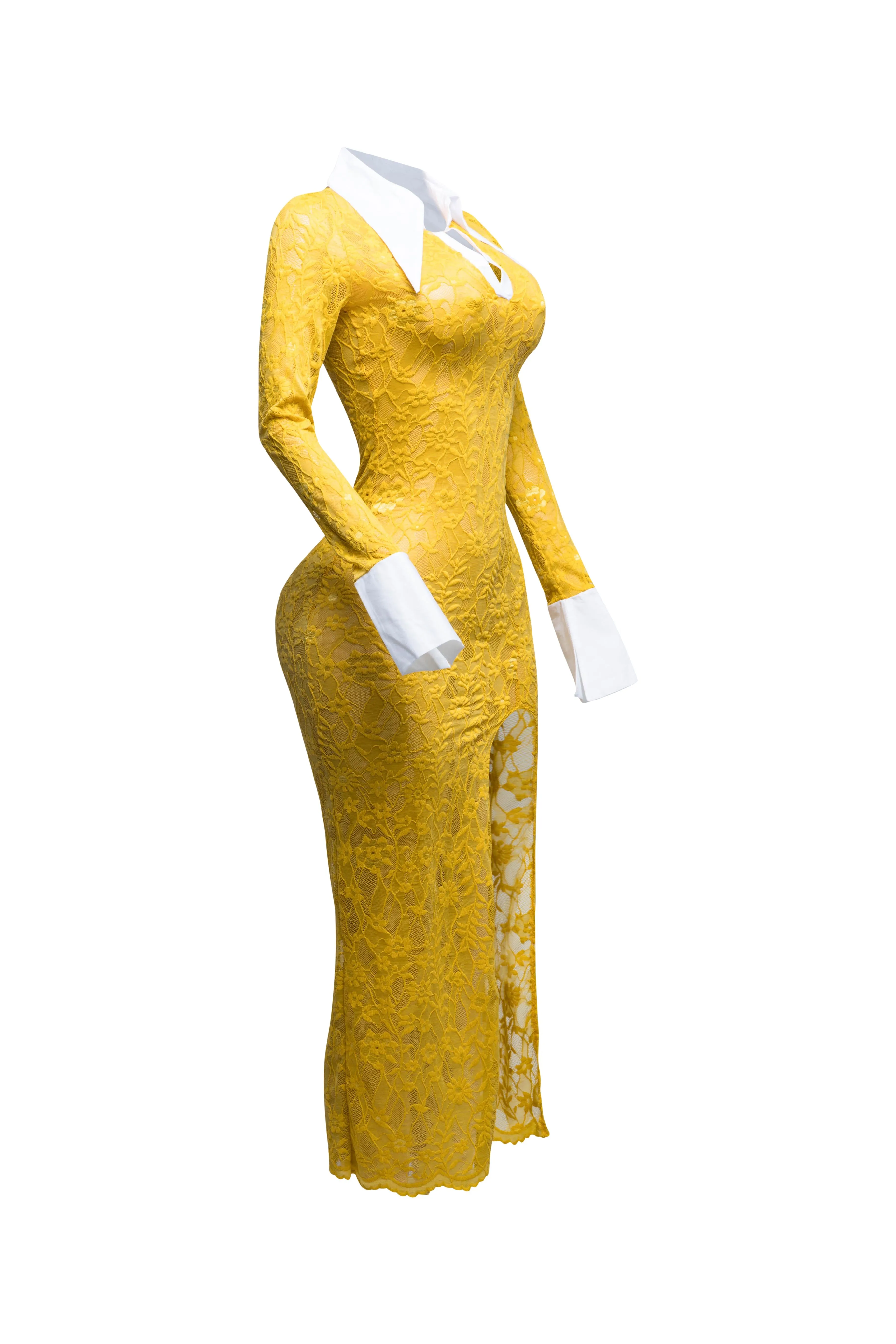 Accent Collared lace maxi dress with slit sold by Bogomore product image thumbnail 3