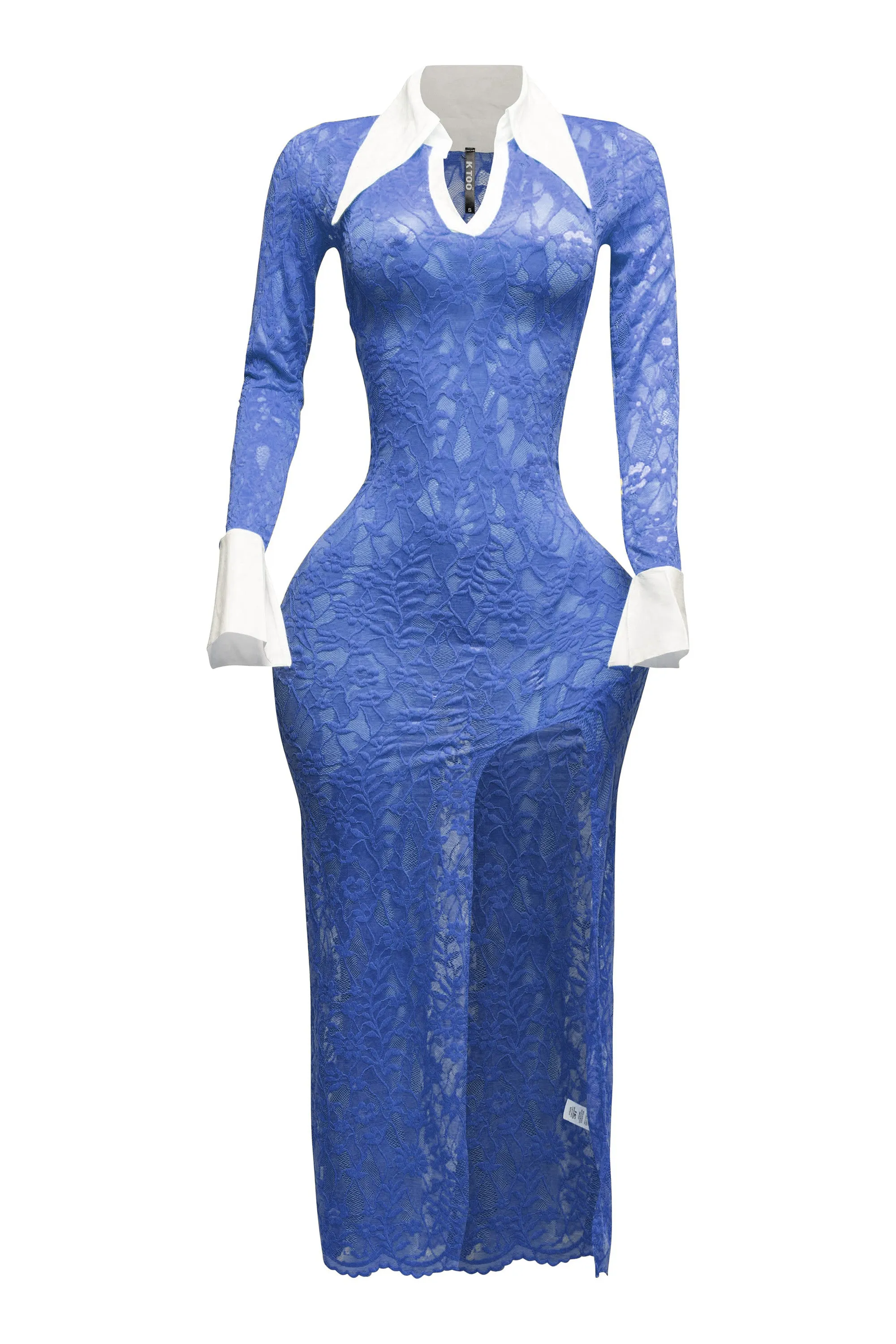 Accent Collared lace maxi dress with slit sold by Bogomore product image thumbnail 5