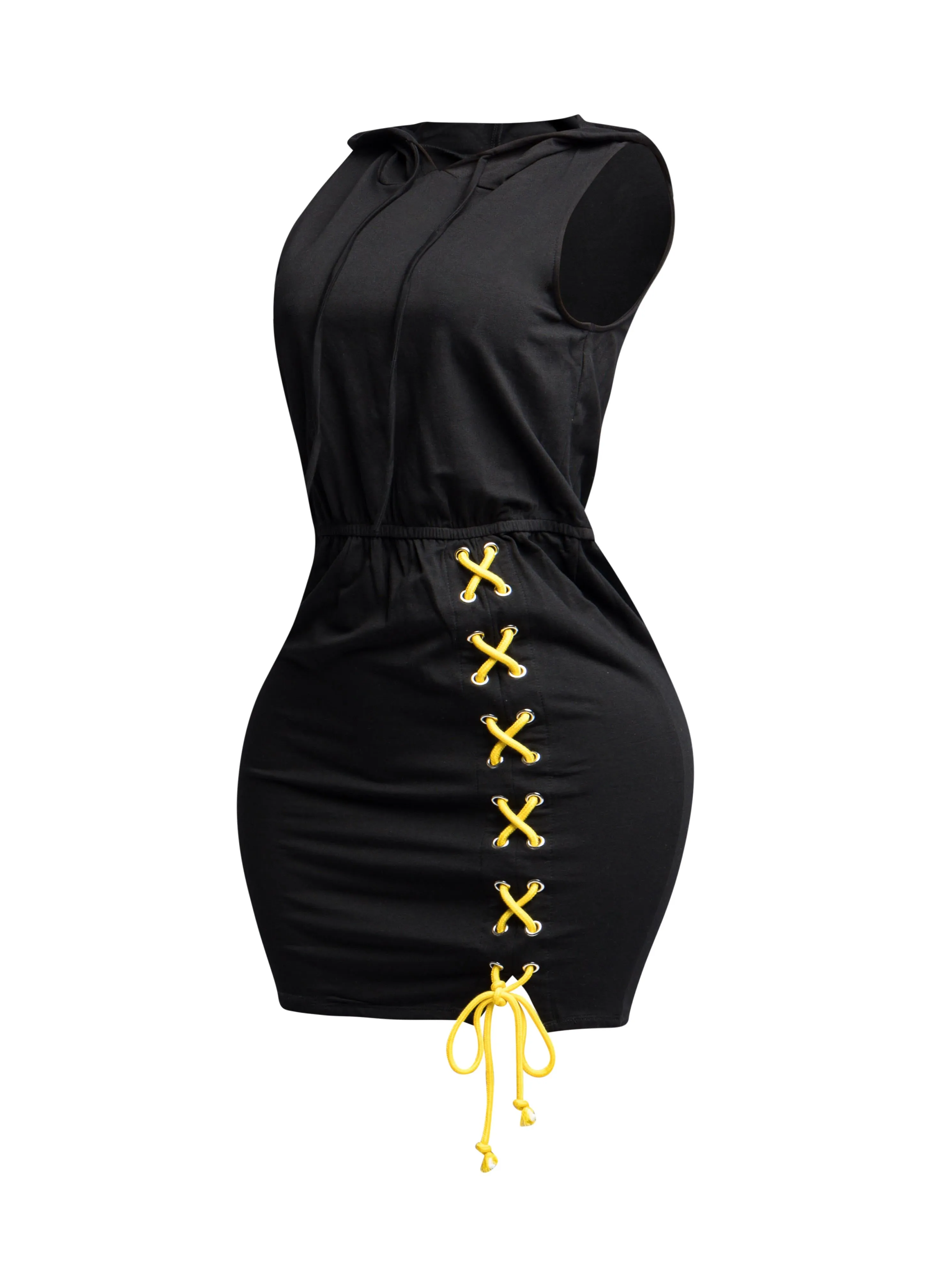 Cross Tied Hoodie Sleeveless Mini Dress sold by Bogomore product image thumbnail 4
