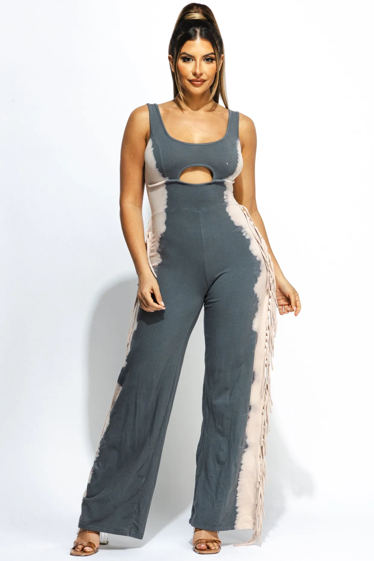 Bleached two tone colorway jumpsuit sold by Bogomore