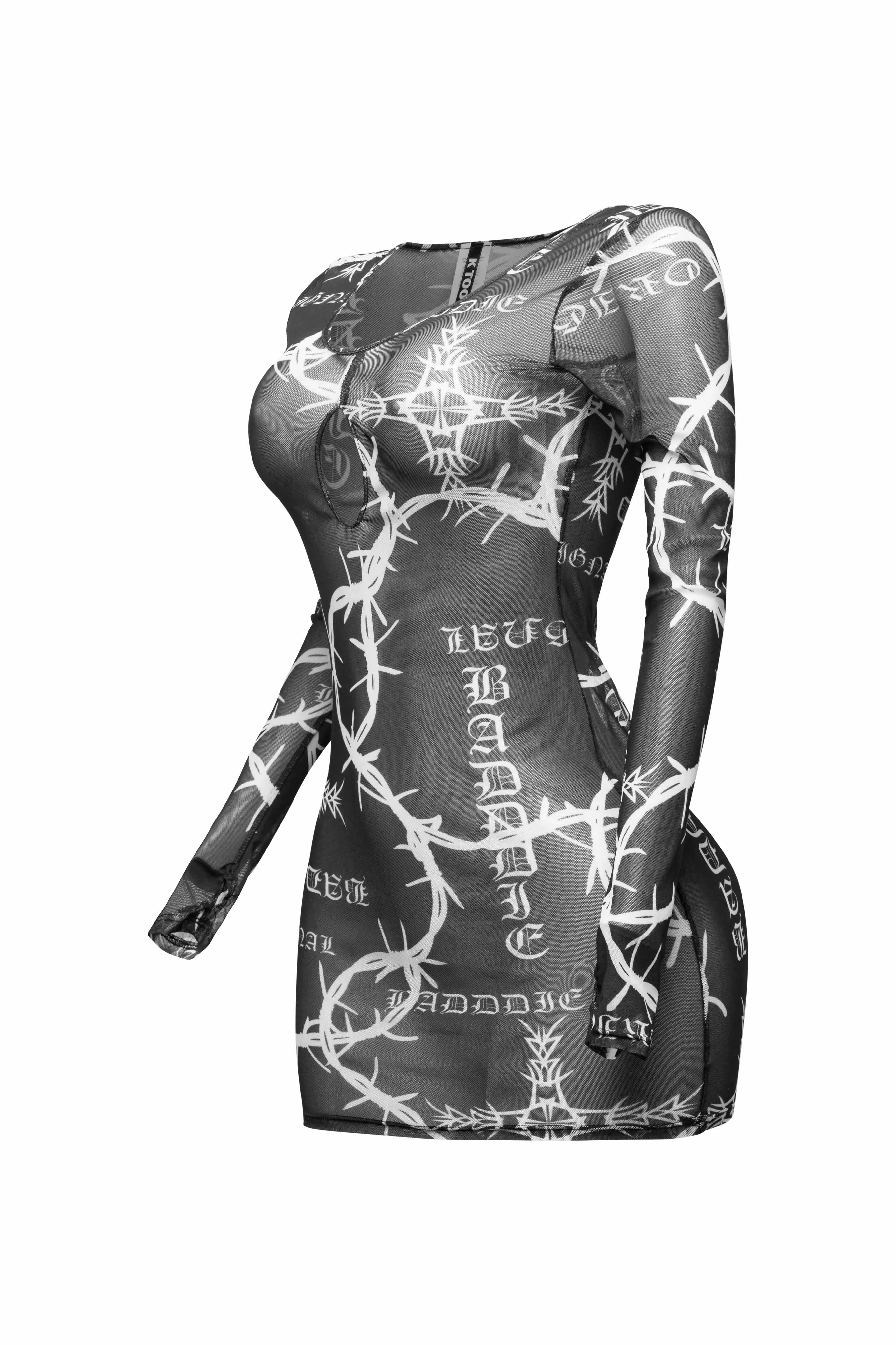Barbed wire printed mesh dress sold by Bogomore product image thumbnail 4