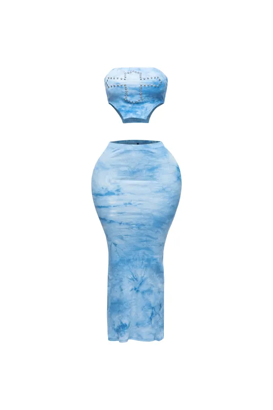 Tie dye tube top and maxi skirt made by Bogomore