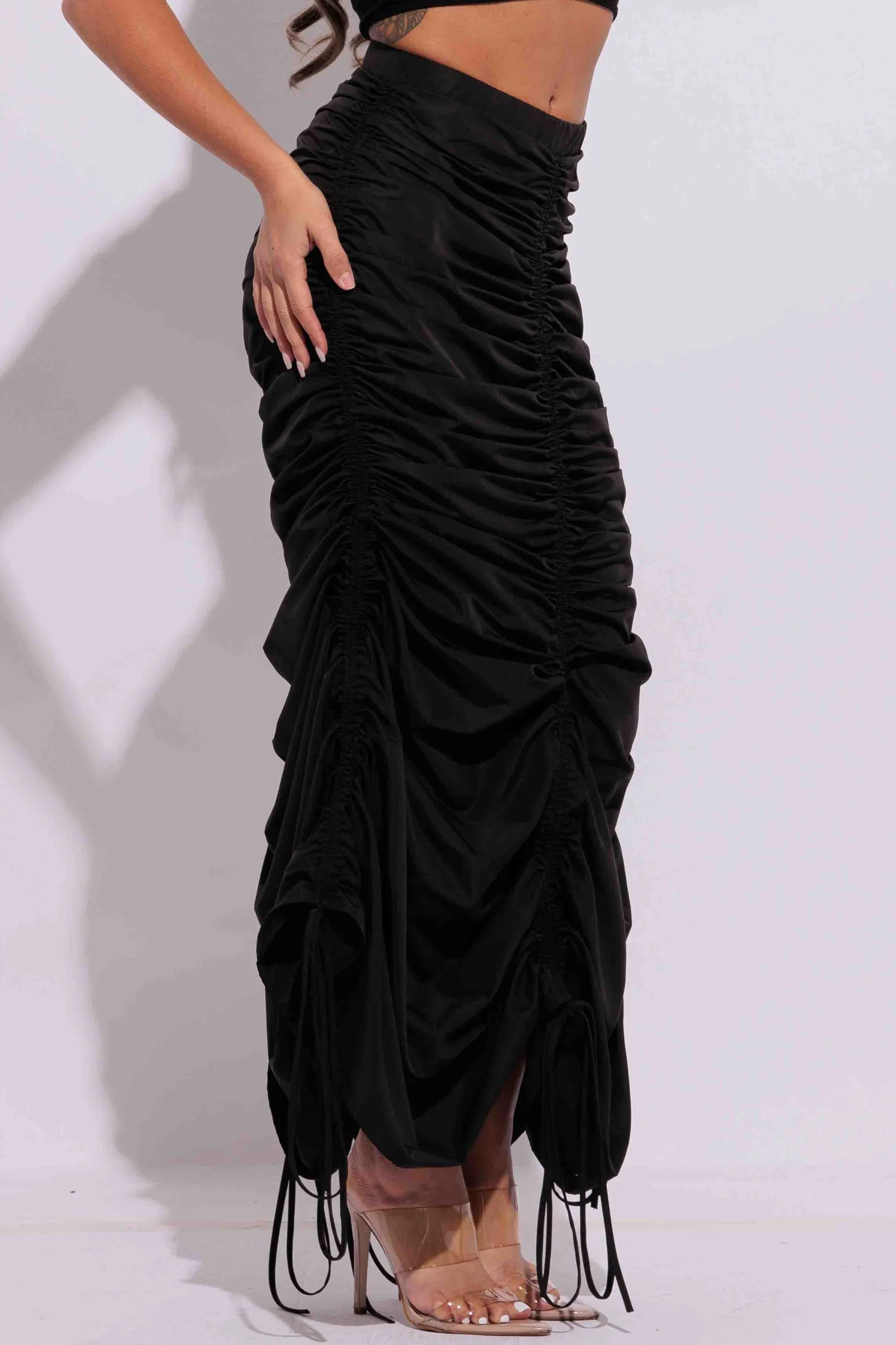 Drawstring ruched maxi skirt sold by Bogomore product image thumbnail 4