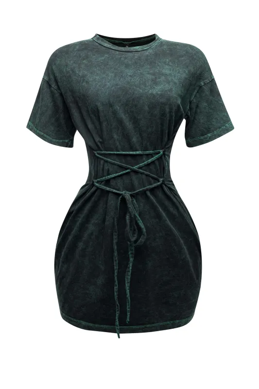 Lace up detailed mini dress sold by Bogomore