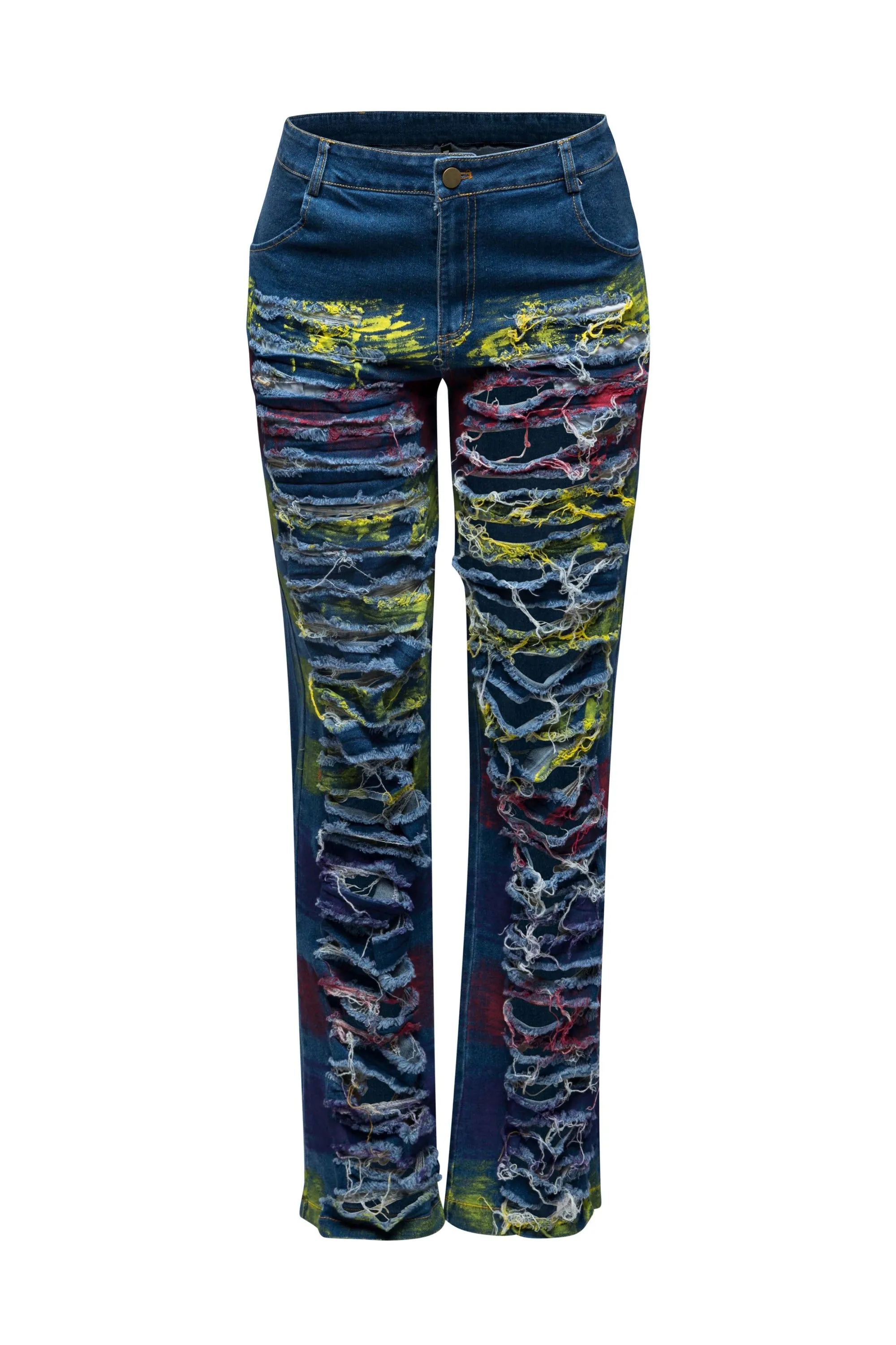 Distressed denim pants sold by Bogomore