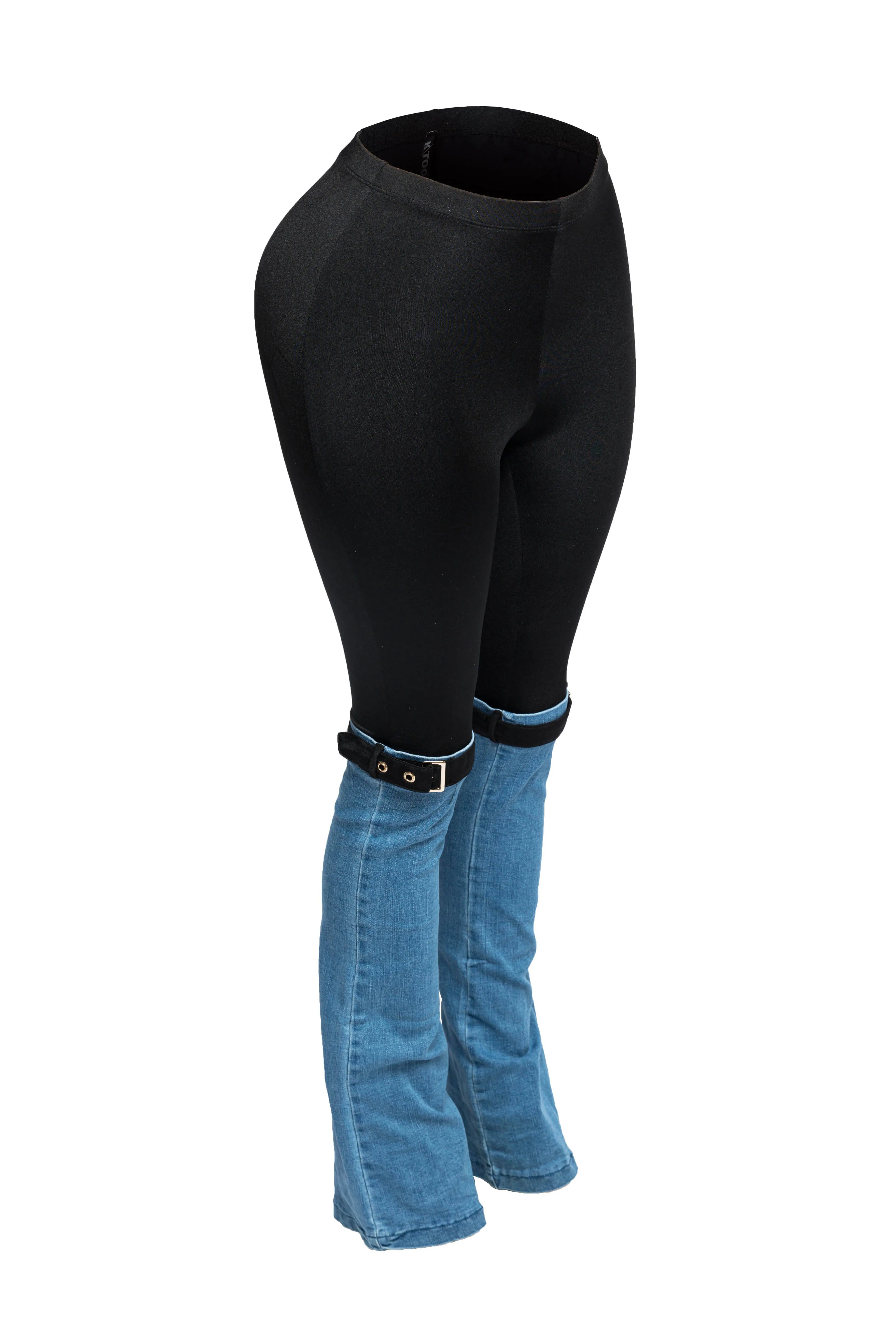 Buckle Detailed Denim Contrast Pants sold by Bogomore product image thumbnail 3