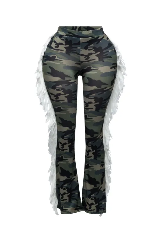 Fringe detailed pants sold by Bogomore