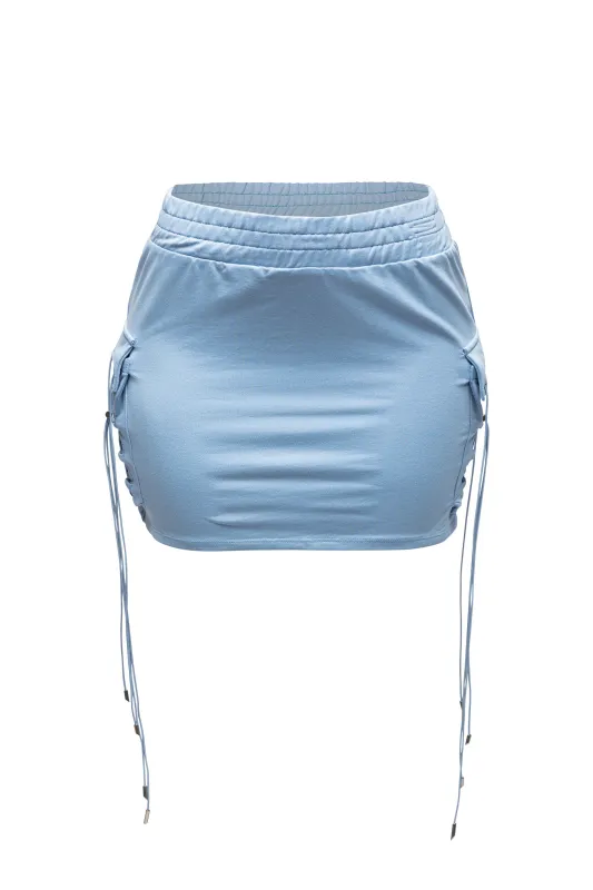 Lace up mini skirt sold by Bogomore