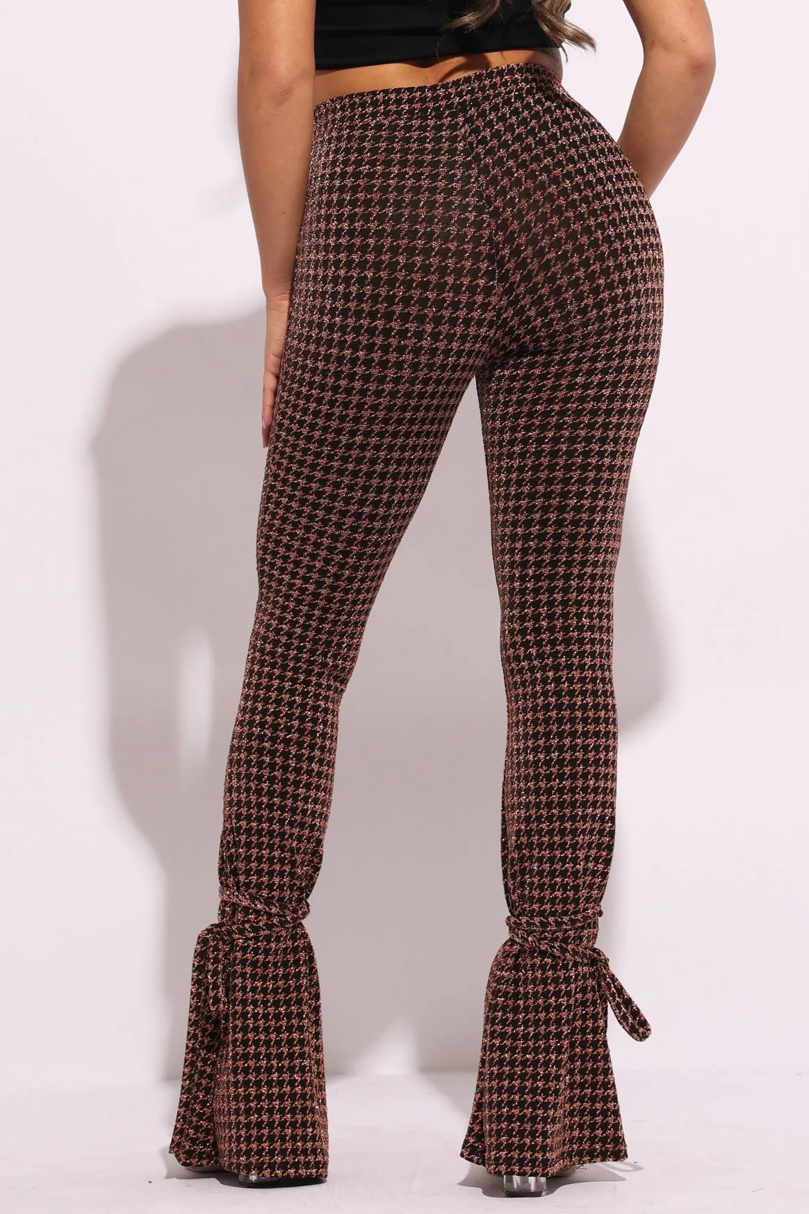 Houndstooth print split hem pants sold by Bogomore product image thumbnail 3