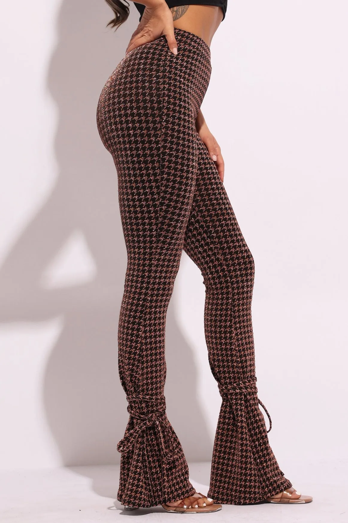 Houndstooth print split hem pants sold by Bogomore product image thumbnail 4