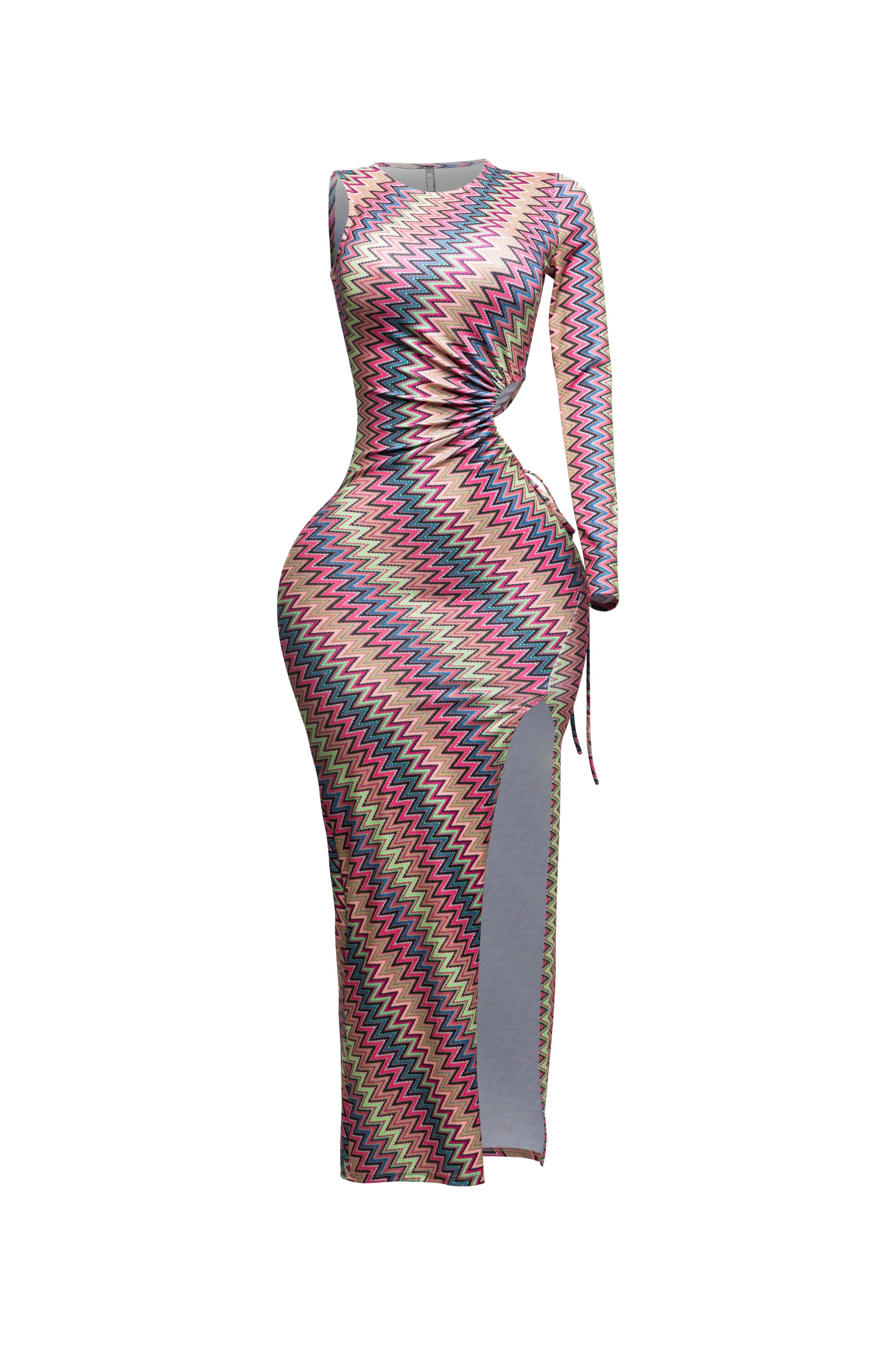 Cut out detailed one shoulder maxi dress sold by Bogomore