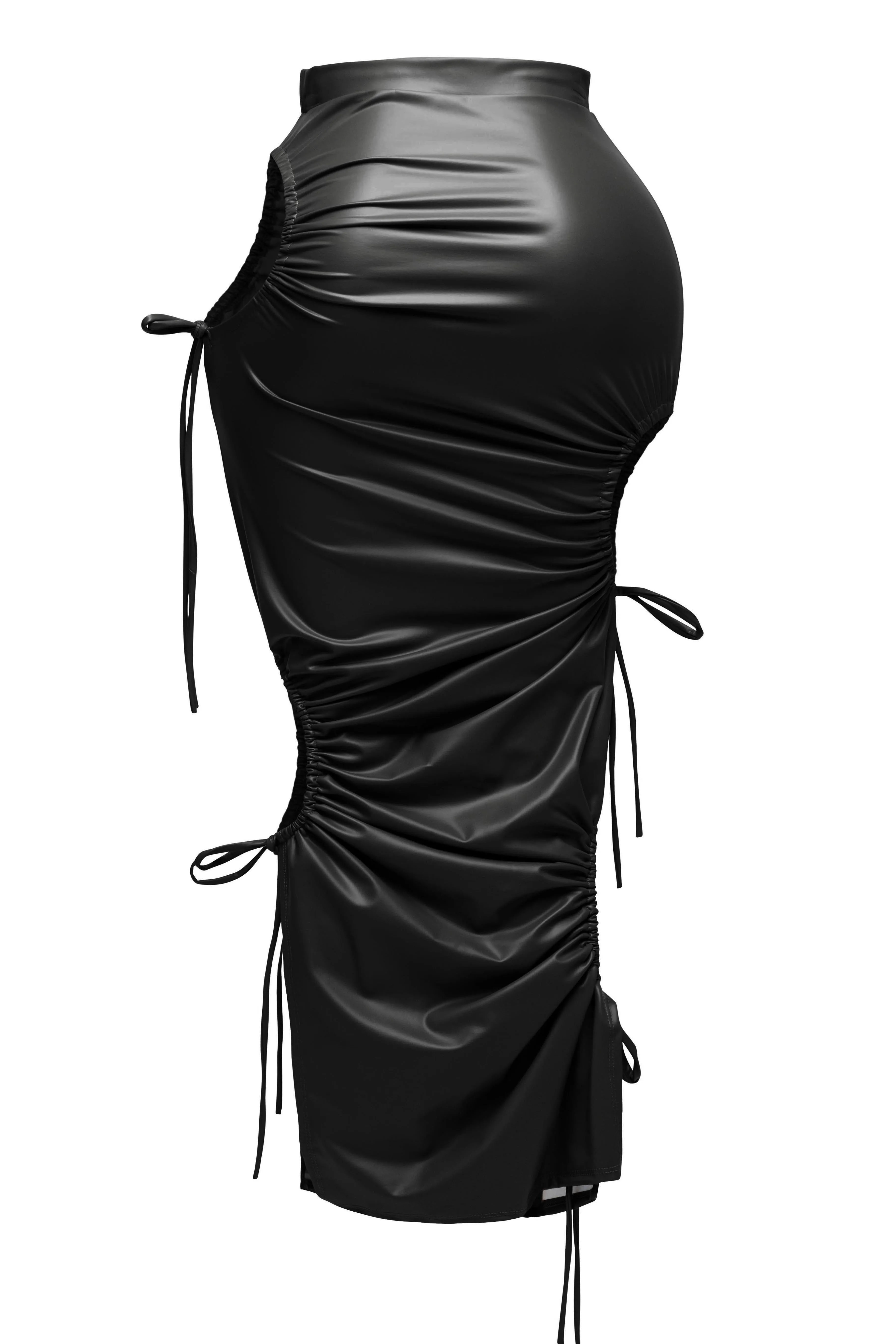 Cut out detailed PU maxi skirt sold by Bogomore product image thumbnail 2