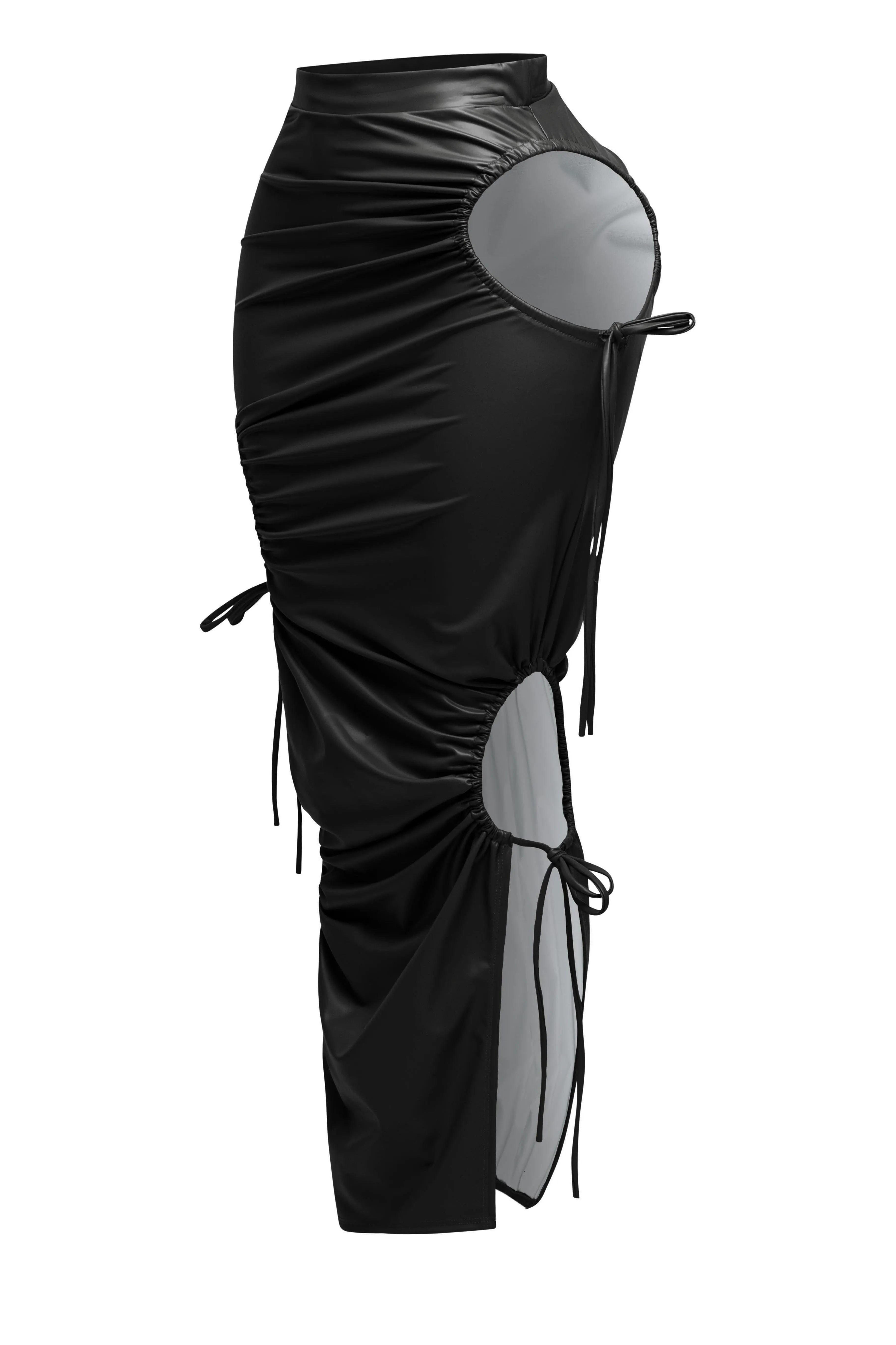 Cut out detailed PU maxi skirt sold by Bogomore product image thumbnail 4