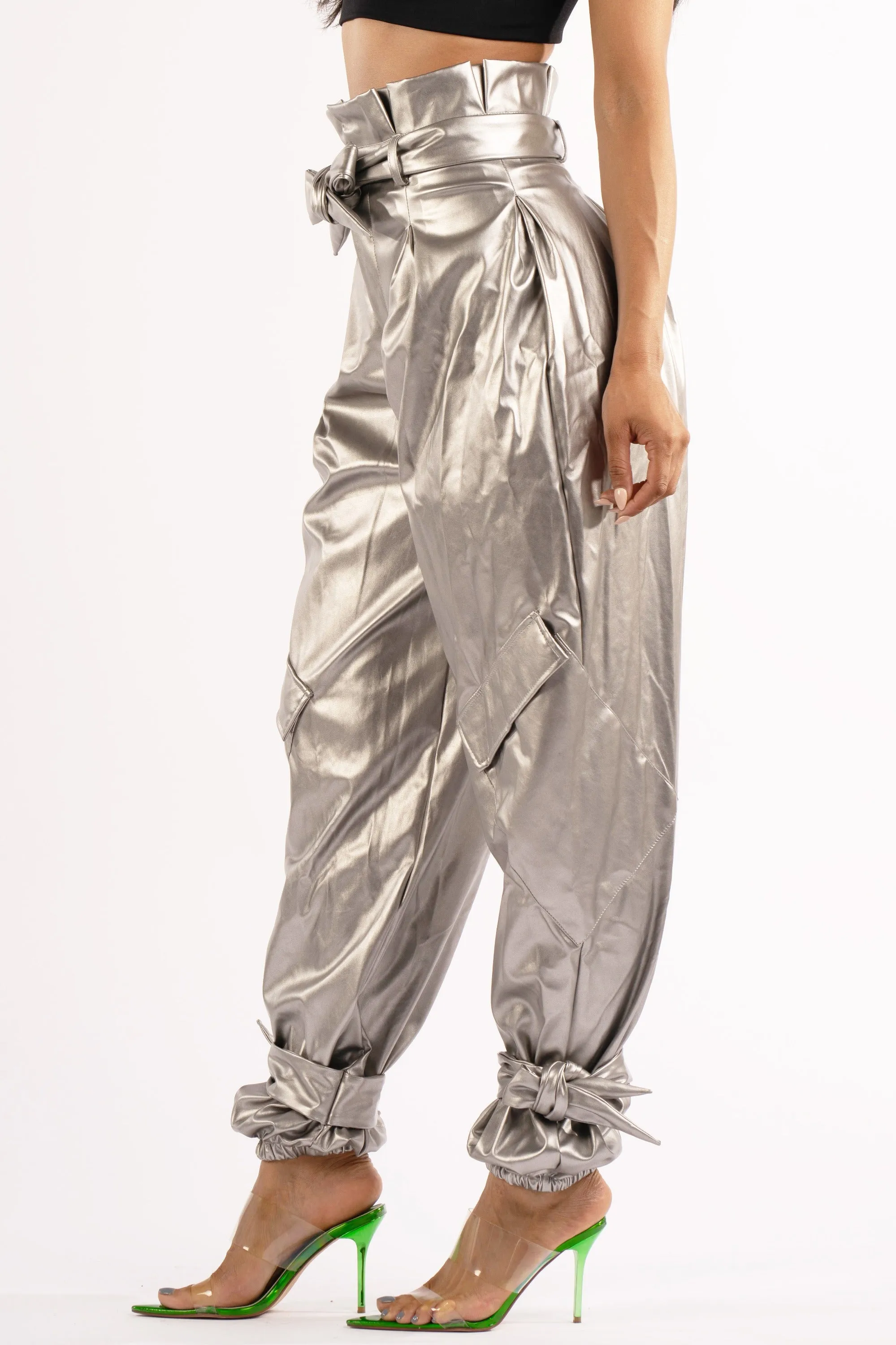 Metallic PU Jogger Pants sold by Bogomore product image thumbnail 2