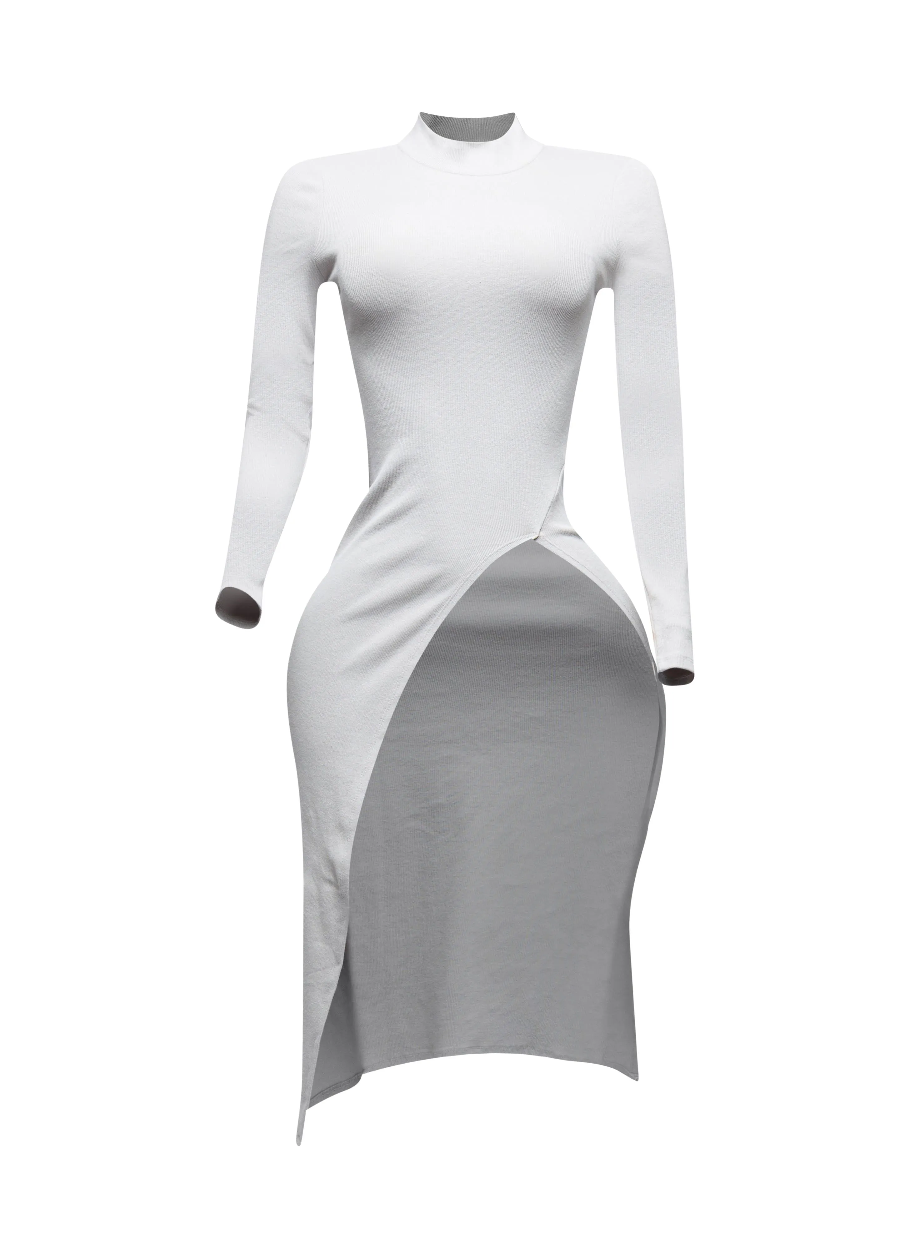 Asymmetrical mock neck long sleeve top sold by Bogomore