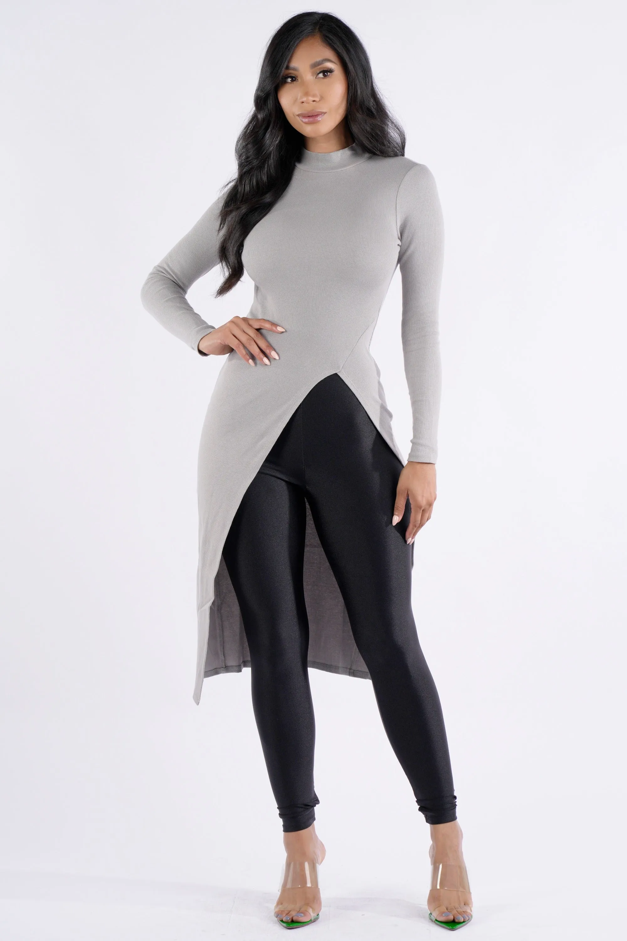 Asymmetrical mock neck long sleeve top sold by Bogomore product image thumbnail 5
