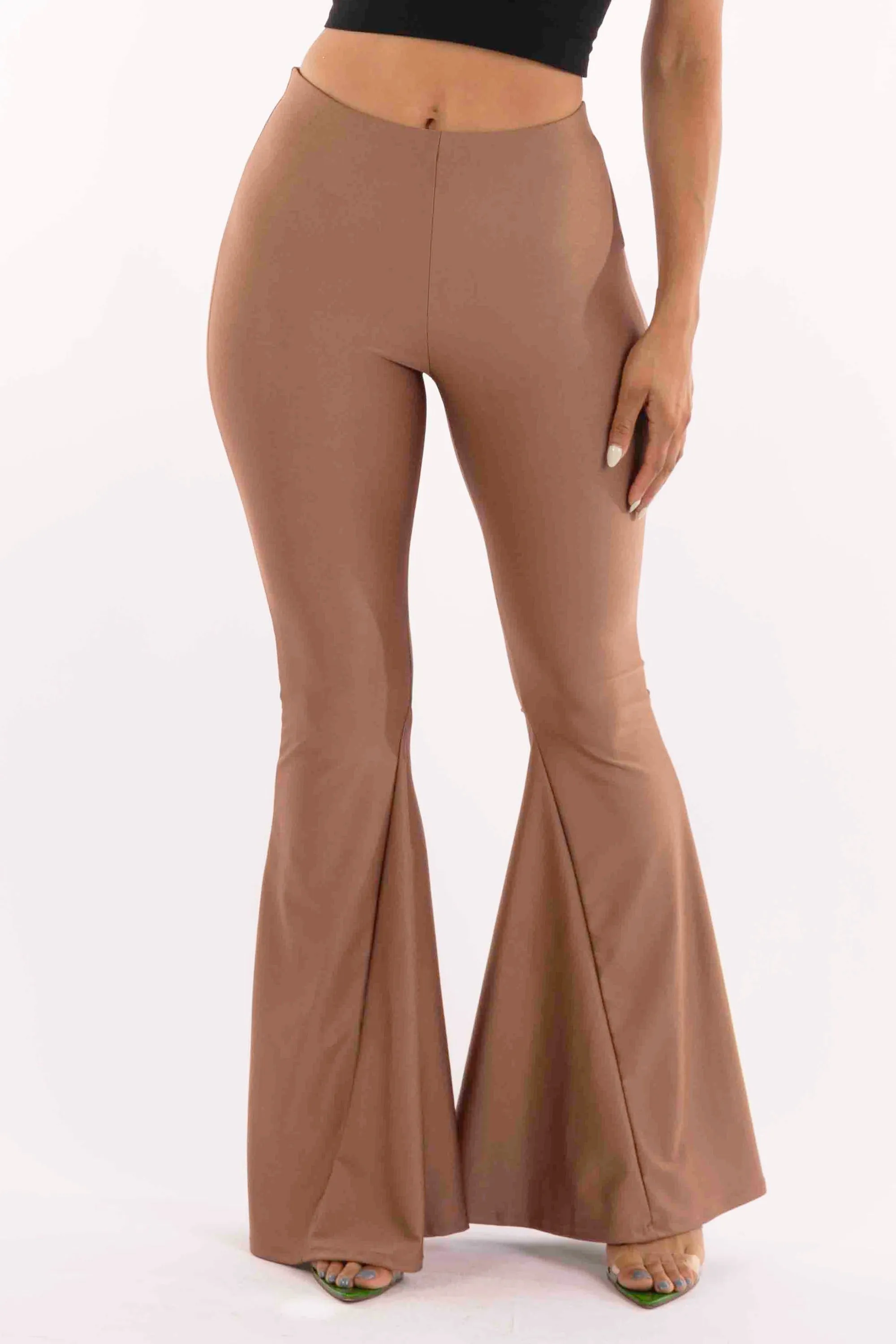 Shiny flare pants sold by Bogomore