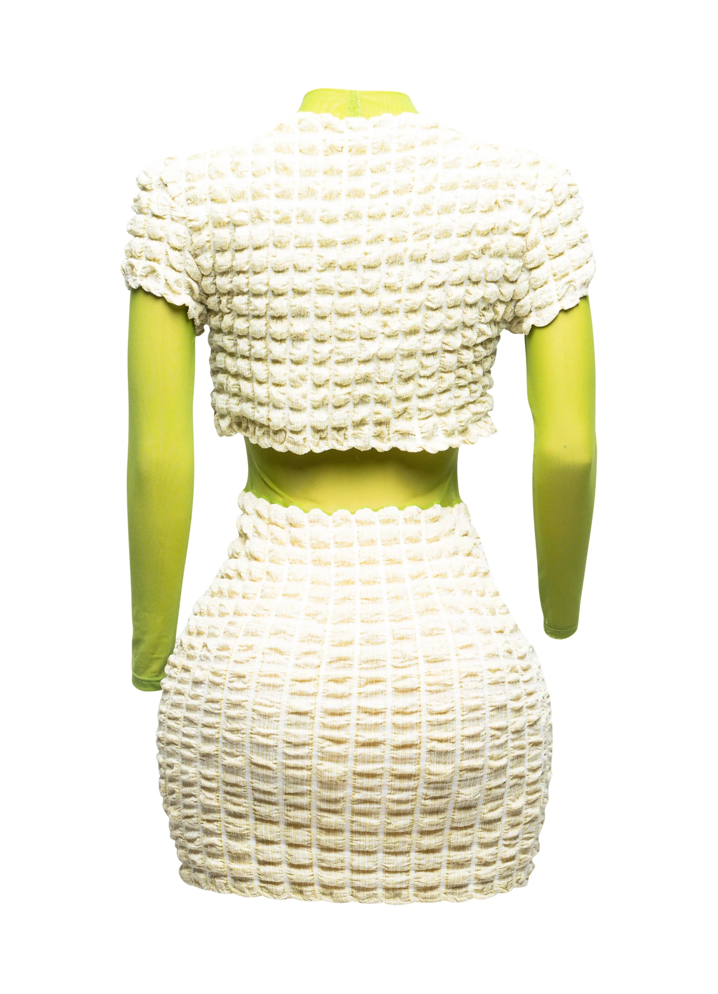 Mesh Contrast Popcorn Fabric Mini Dress sold by Bogomore product image thumbnail 2