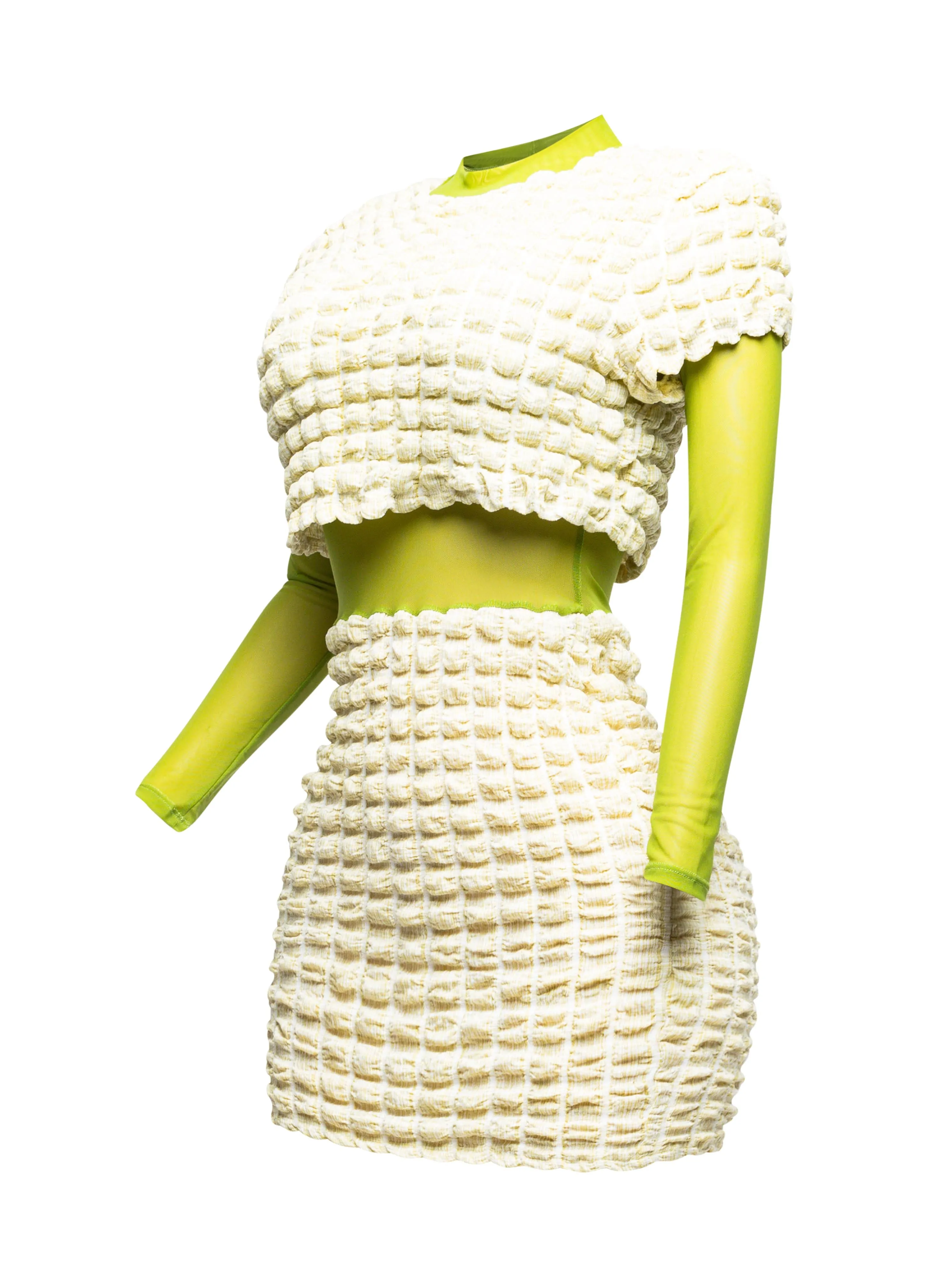 Mesh Contrast Popcorn Fabric Mini Dress sold by Bogomore product image thumbnail 4