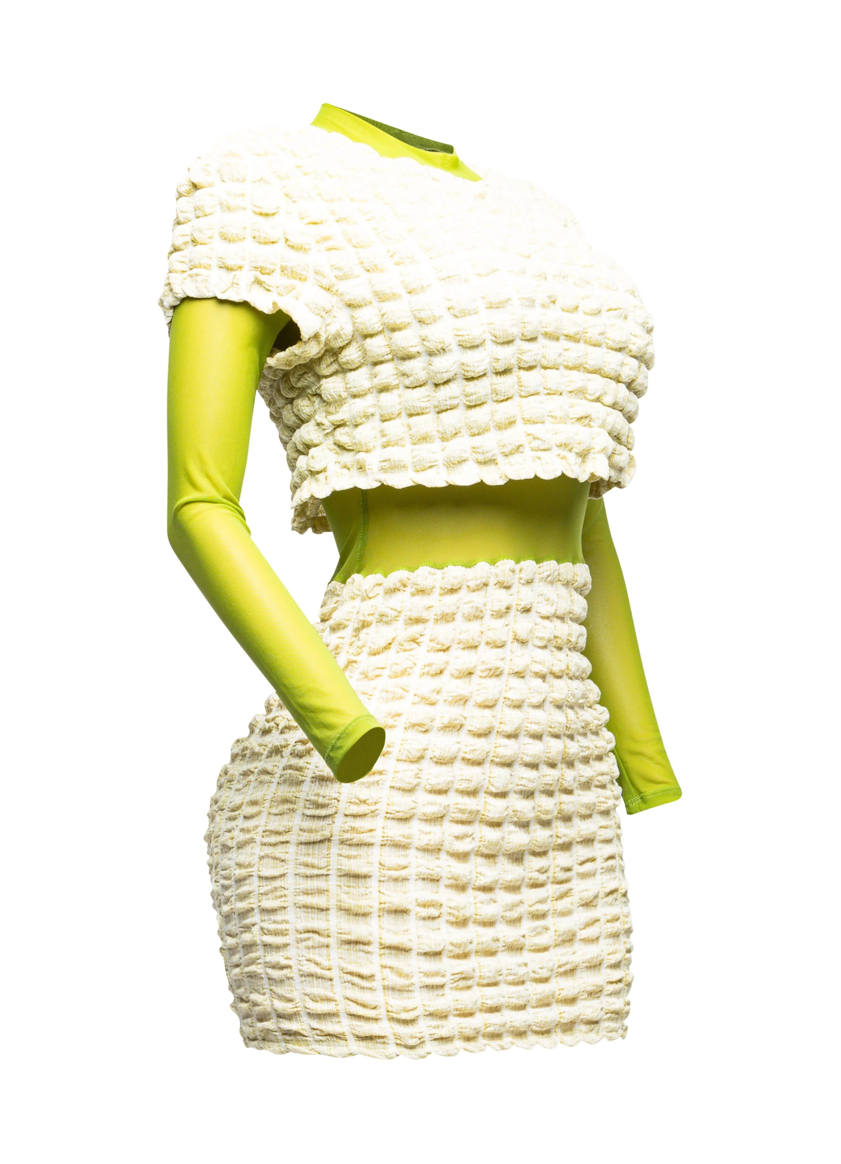 Mesh Contrast Popcorn Fabric Mini Dress sold by Bogomore product image thumbnail 3
