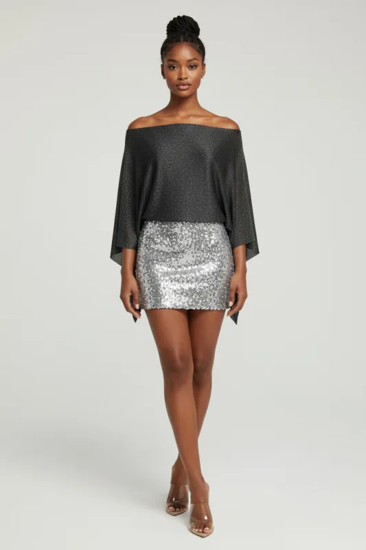 Glow Motion Off Shoulder Shimmer Top sold by Bogomore