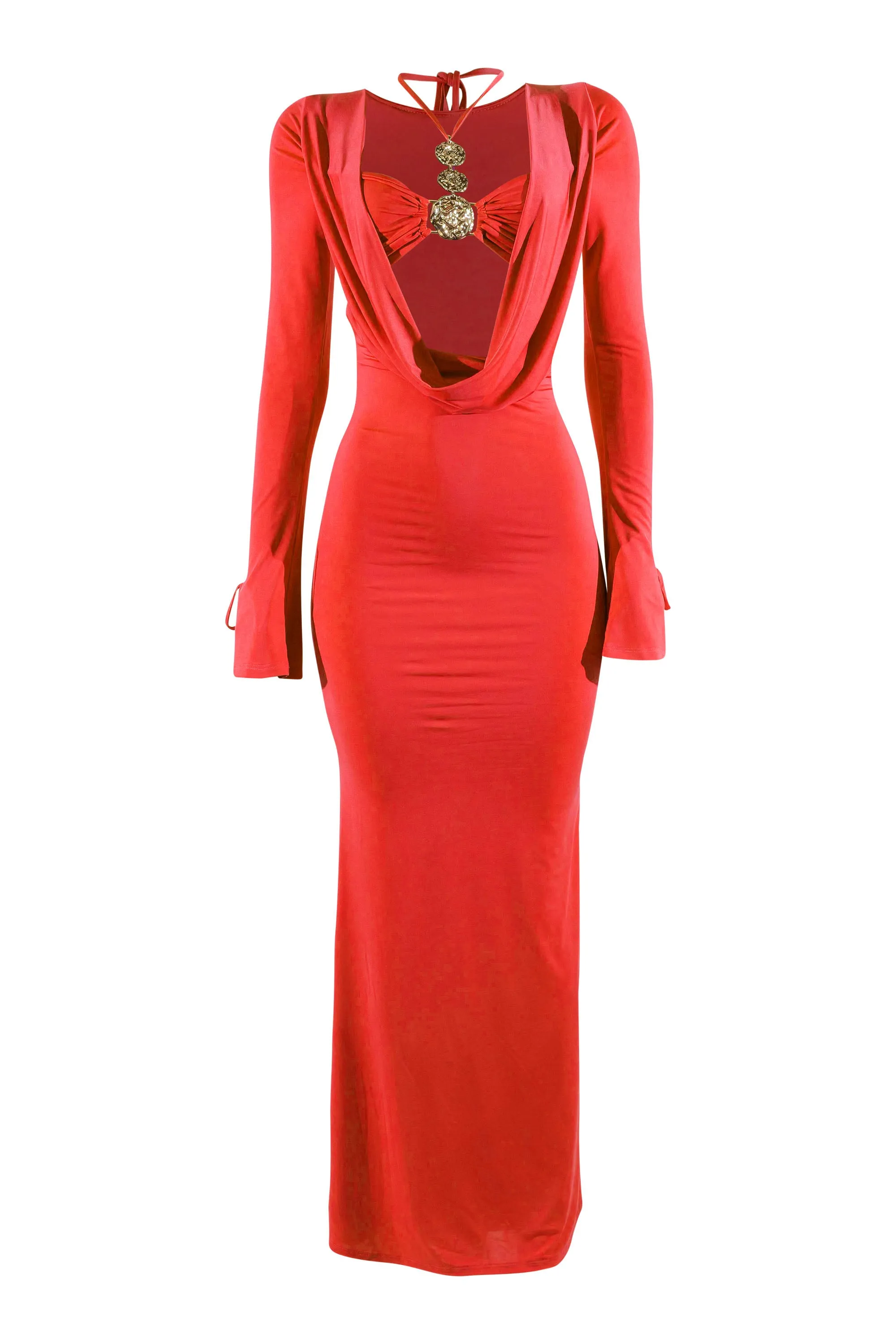 Danger Drape Cowl Neck Trim Maxi Dress sold by Bogomore product image thumbnail 3